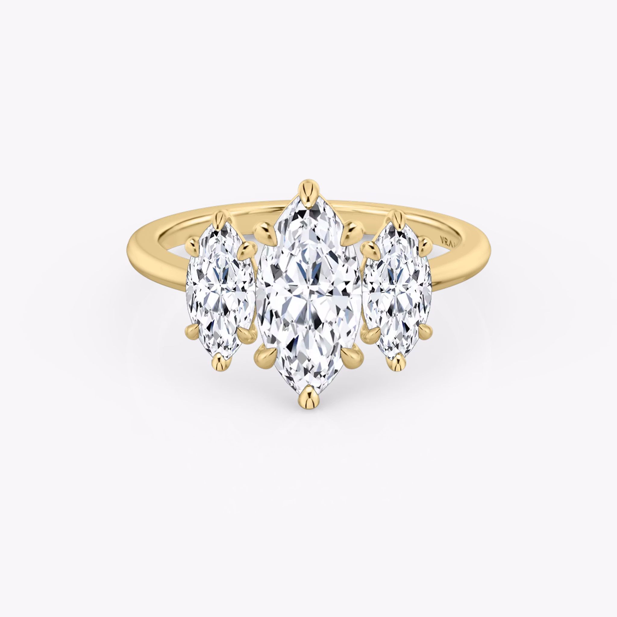 The Three Stone | Marquise | 18k | Yellow Gold | bandAccent: Plain | sideStoneCarat: 0.50ct | sideStoneShape: Marquise | diamondOrientation: vertical | caratWeight: other