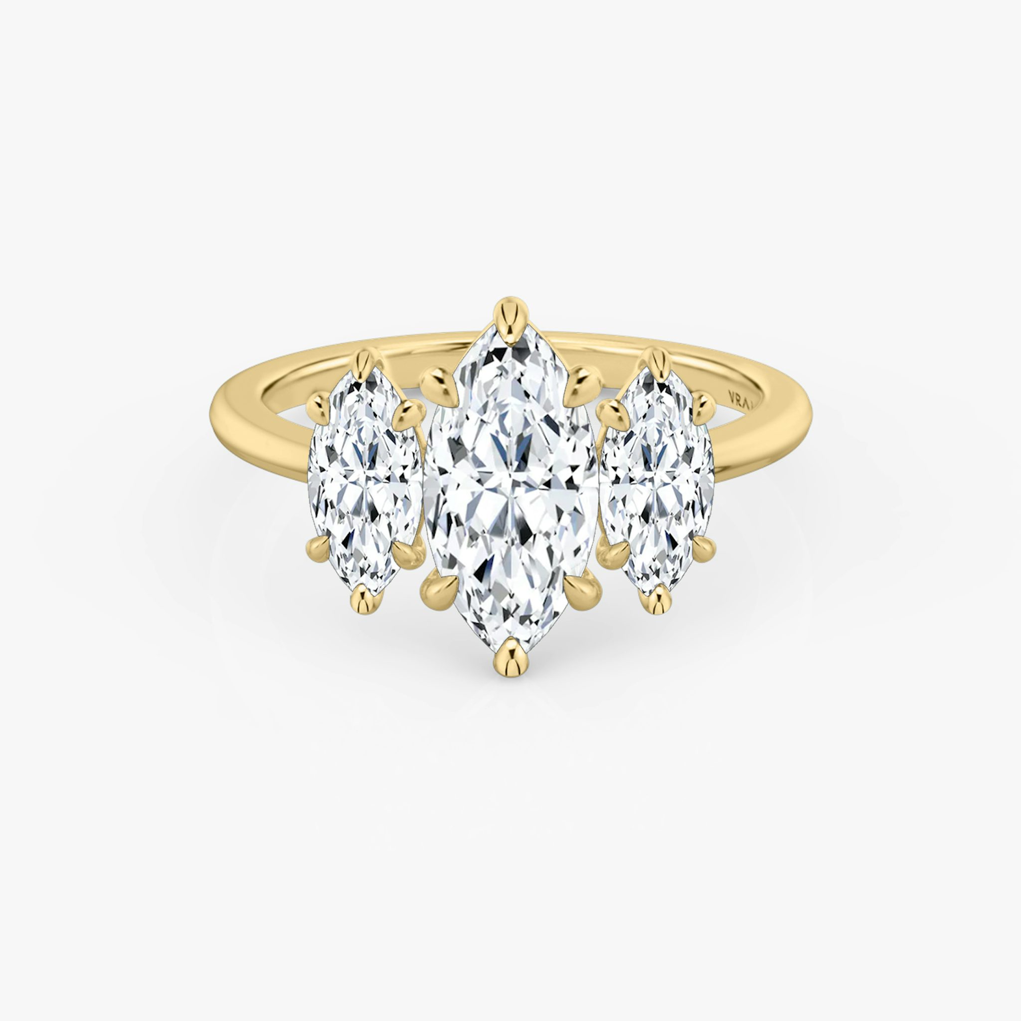 The Three Stone | Marquise | 18k | Yellow Gold | bandAccent: Plain | sideStoneCarat: 0.50ct | sideStoneShape: Marquise | diamondOrientation: vertical | caratWeight: other