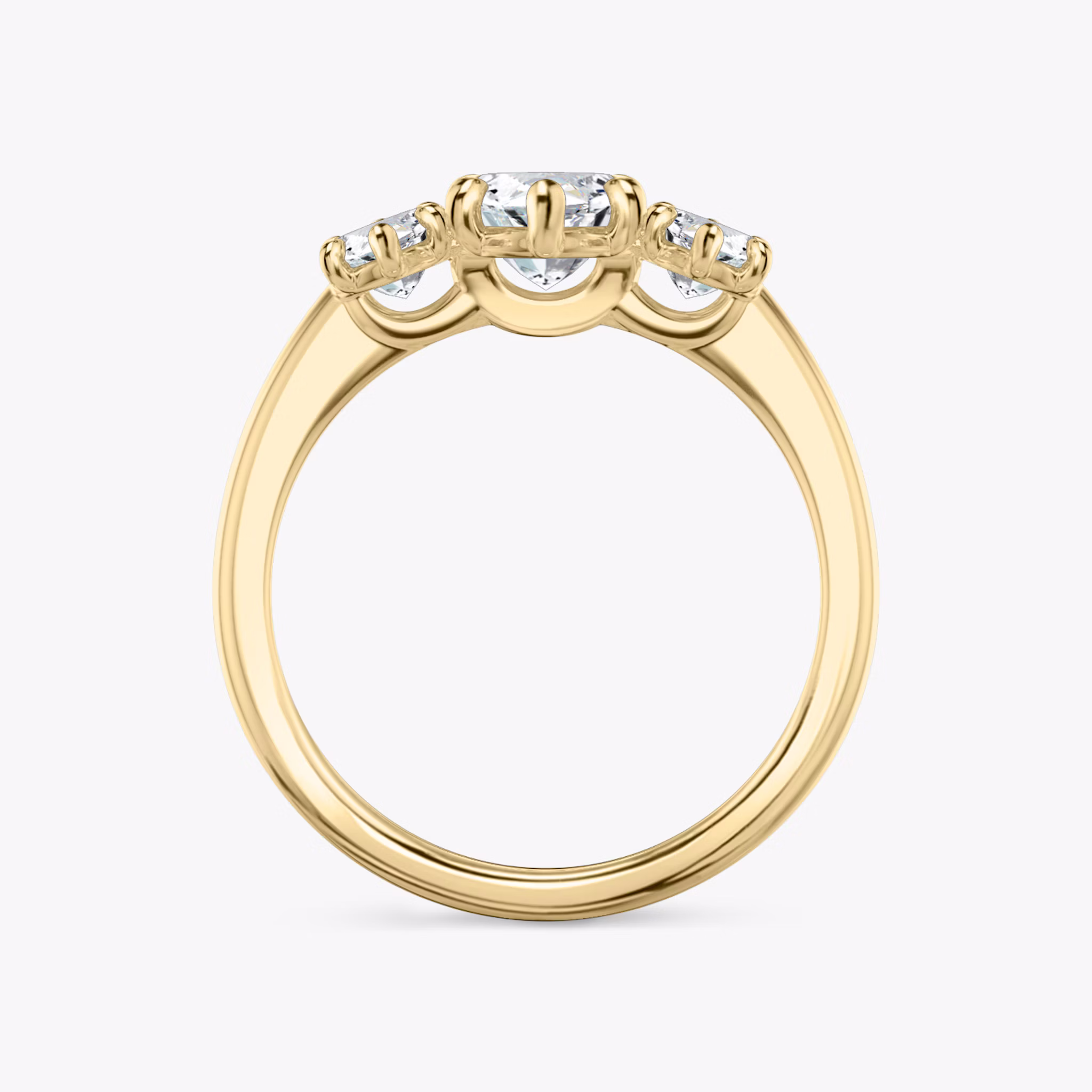 The Three Stone | Marquise | 18k | Yellow Gold | bandAccent: Plain | sideStoneCarat: 0.50ct | sideStoneShape: Marquise | diamondOrientation: vertical | caratWeight: other