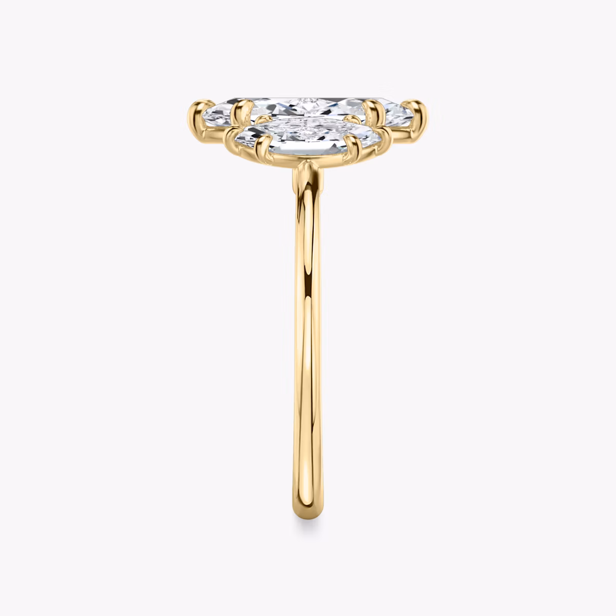 The Three Stone | Marquise | 18k | Yellow Gold | bandAccent: Plain | sideStoneCarat: 0.50ct | sideStoneShape: Marquise | diamondOrientation: vertical | caratWeight: other