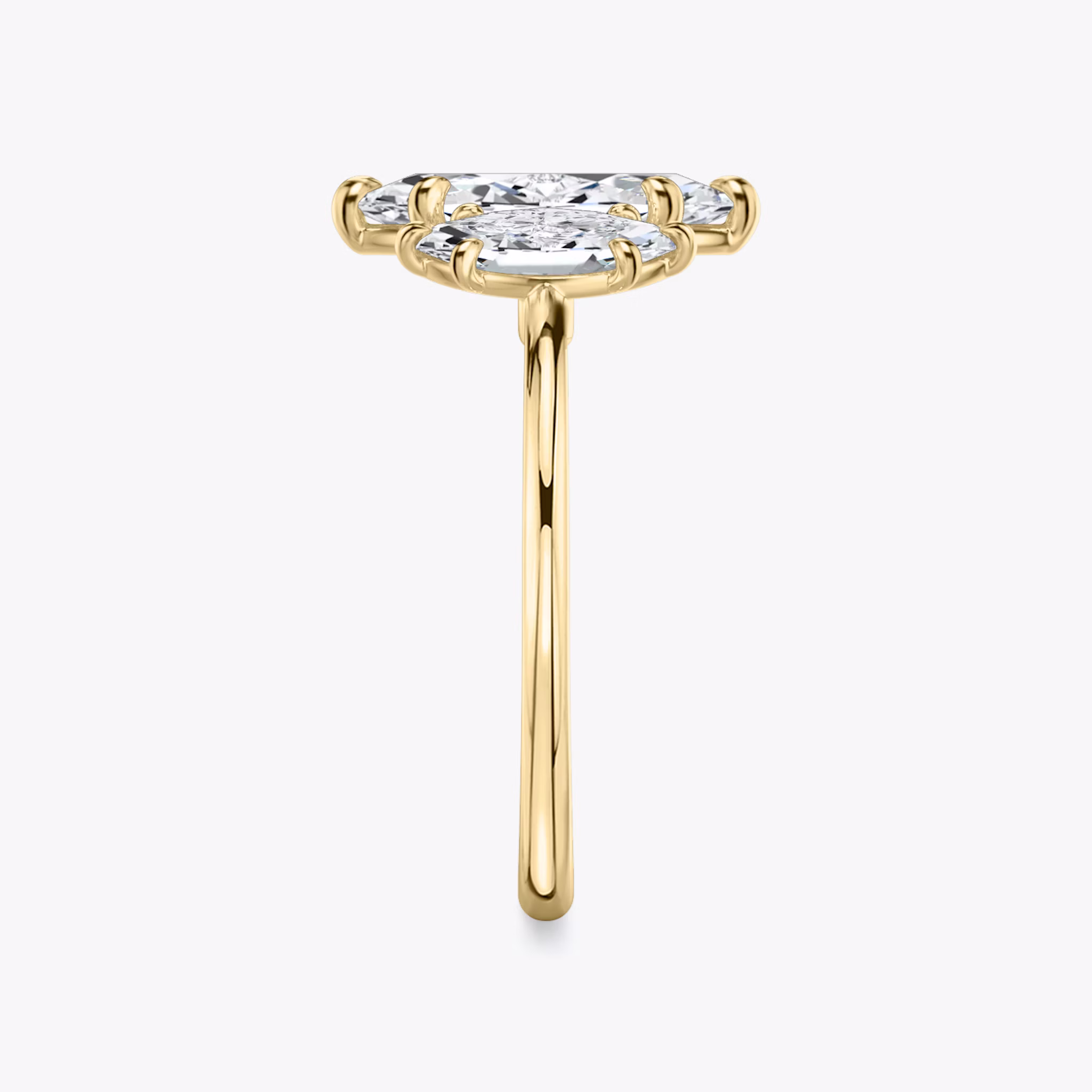The Three Stone | Marquise | 18k | Yellow Gold | bandAccent: Plain | sideStoneCarat: 0.50ct | sideStoneShape: Marquise | diamondOrientation: vertical | caratWeight: other