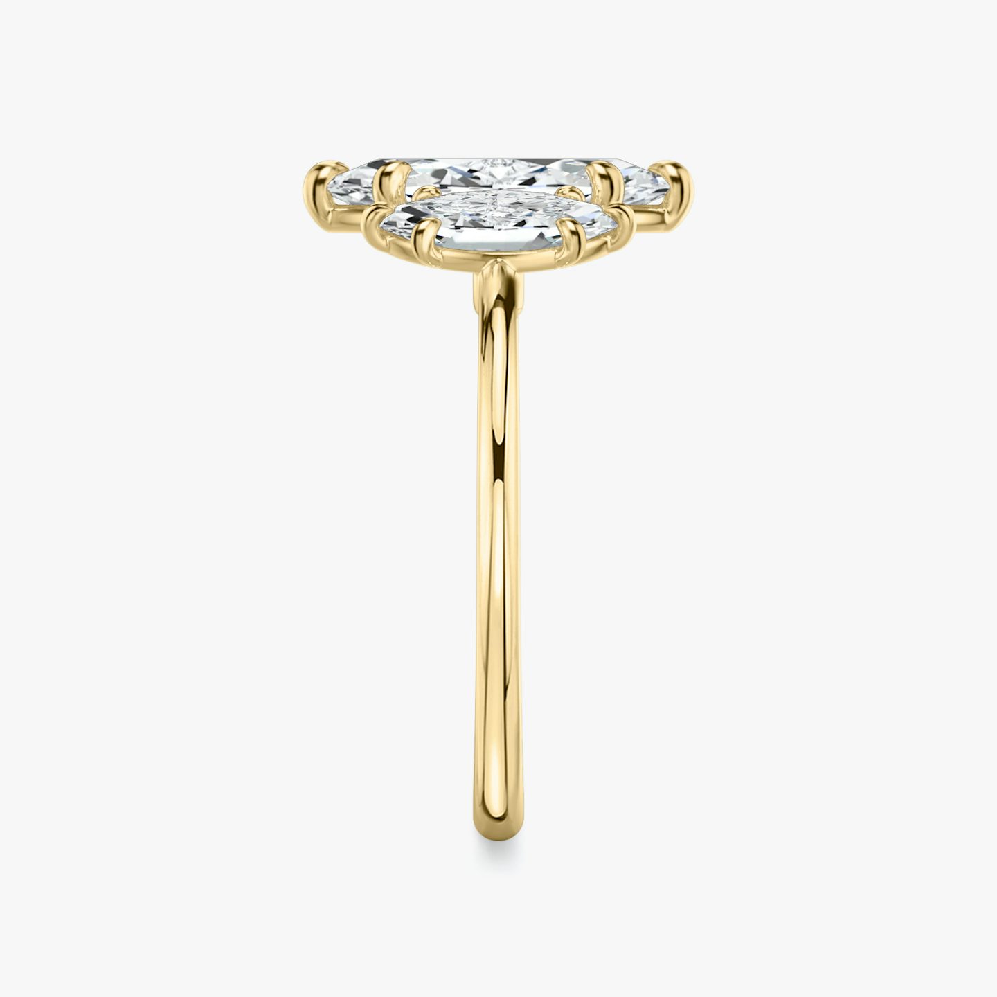 The Three Stone | Marquise | 18k | Yellow Gold | bandAccent: Plain | sideStoneCarat: 0.50ct | sideStoneShape: Marquise | diamondOrientation: vertical | caratWeight: other