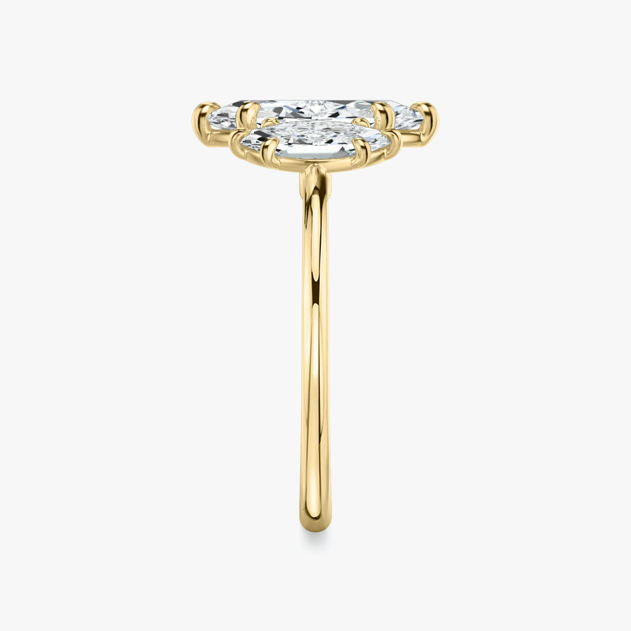 The Three Stone | Marquise | 18k | Yellow Gold | bandAccent: Plain | sideStoneCarat: 0.50ct | sideStoneShape: Marquise | diamondOrientation: vertical | caratWeight: other