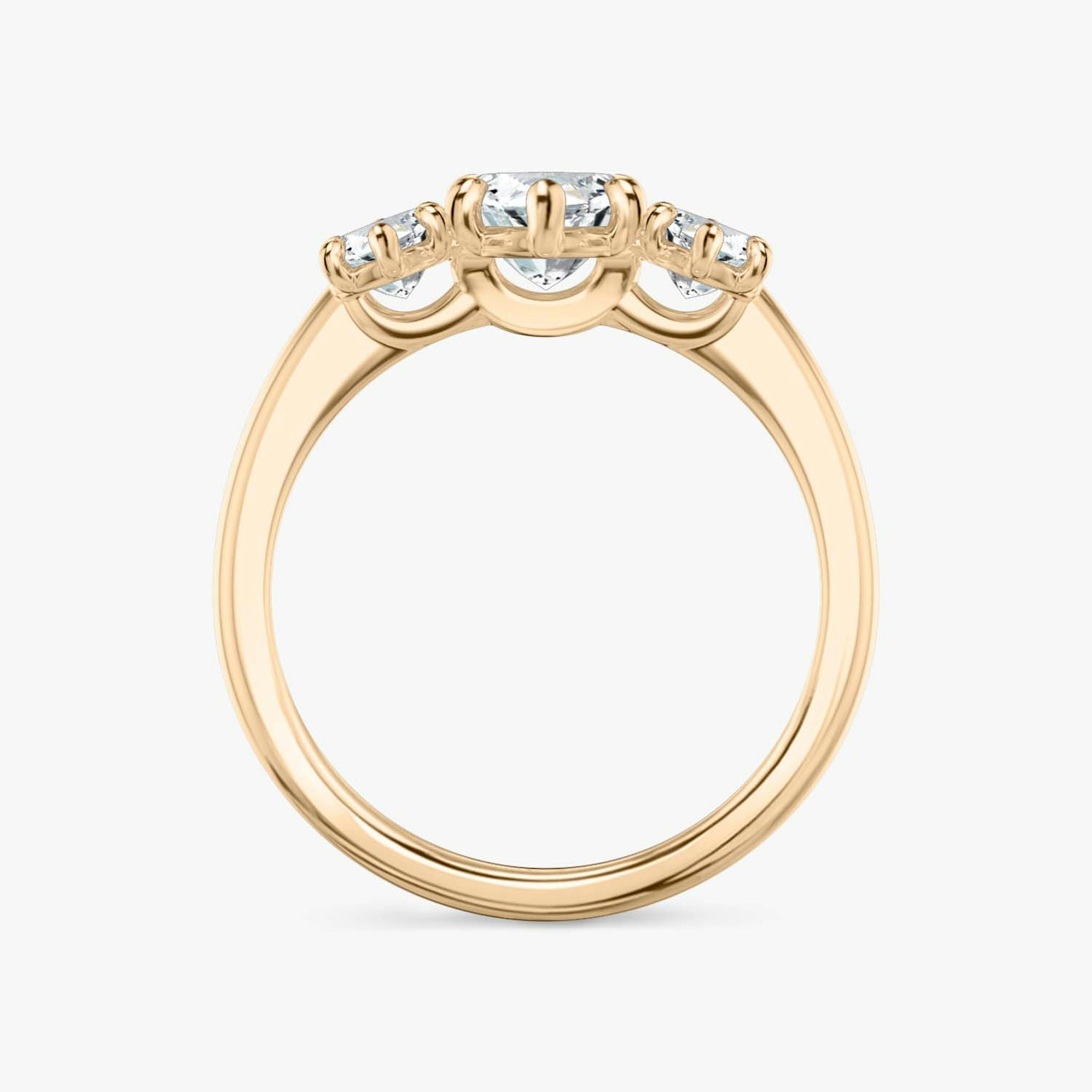 The Three Stone | Marquise | 14k | Rose Gold | bandAccent: Plain | sideStoneCarat: 0.50ct | sideStoneShape: Marquise | diamondOrientation: vertical | caratWeight: other