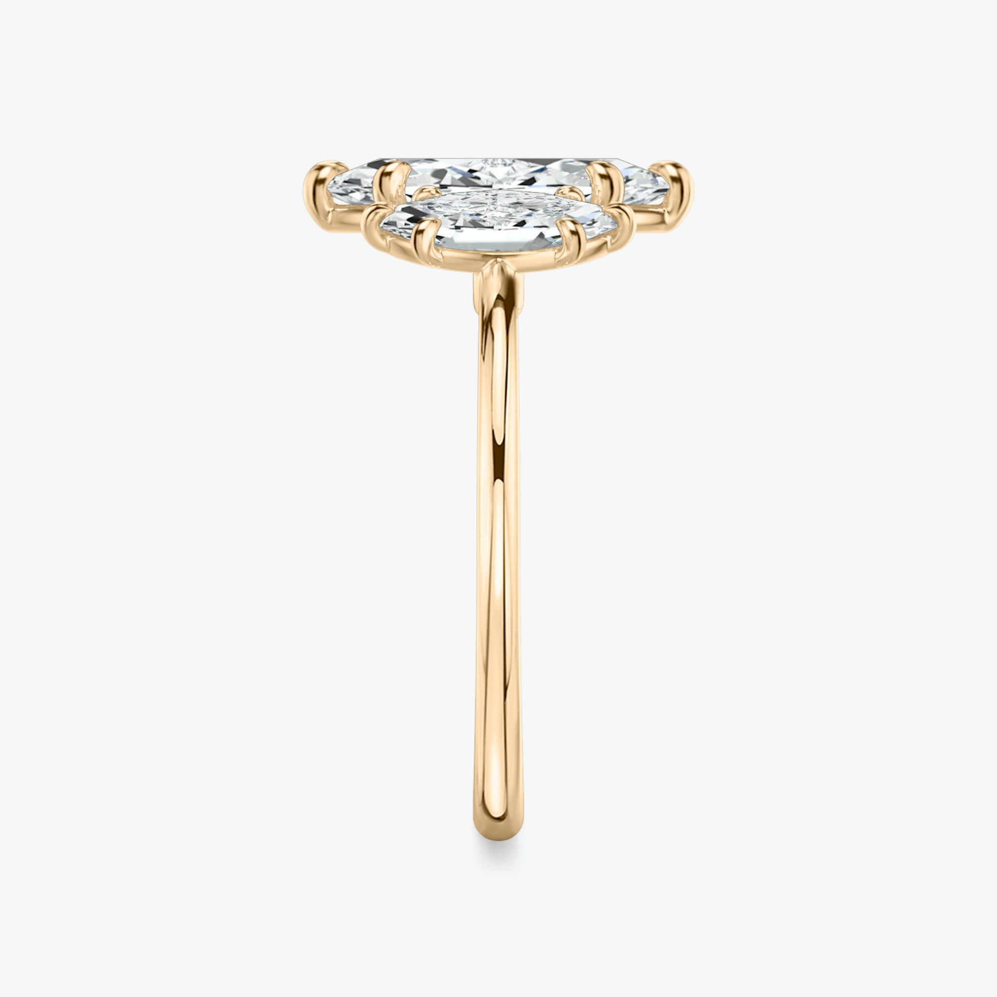 The Three Stone | Marquise | 14k | Rose Gold | bandAccent: Plain | sideStoneCarat: 0.50ct | sideStoneShape: Marquise | diamondOrientation: vertical | caratWeight: other