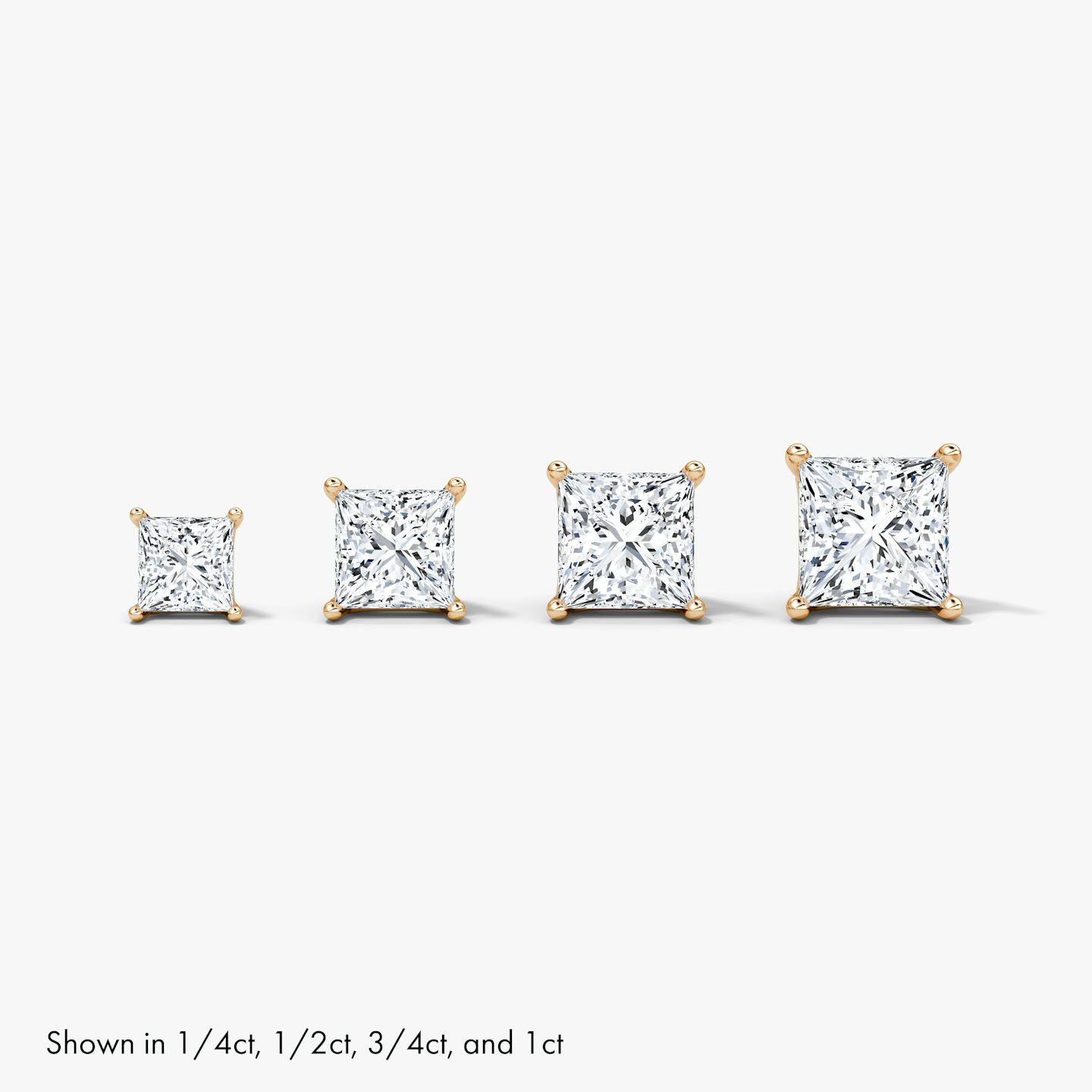 Pendiente Solitario VRAI | Princesa | 14k | Oro rosa | caratWeight: 0.25ct