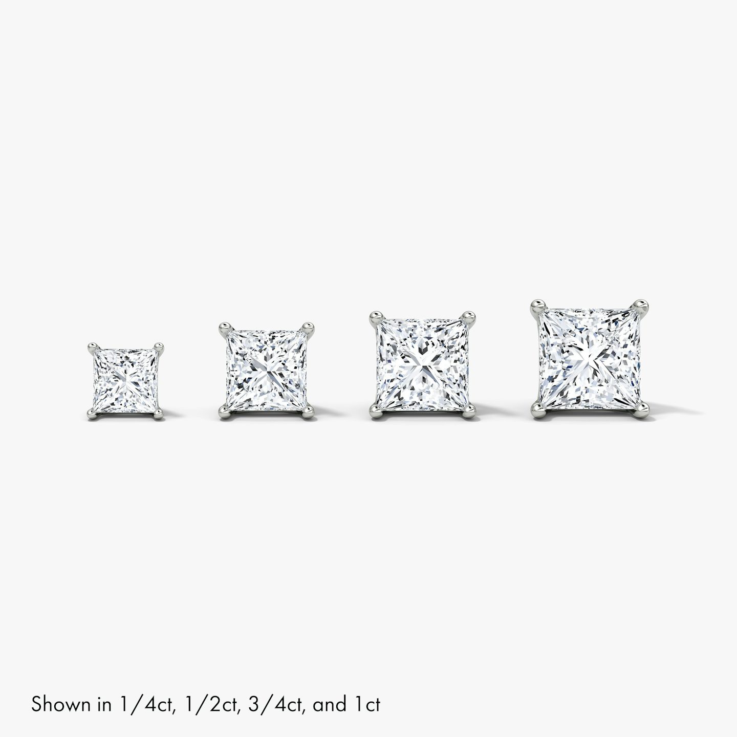 Pendiente Solitario VRAI | Princesa | 14k | Oro blanco | caratWeight: 1.0ct