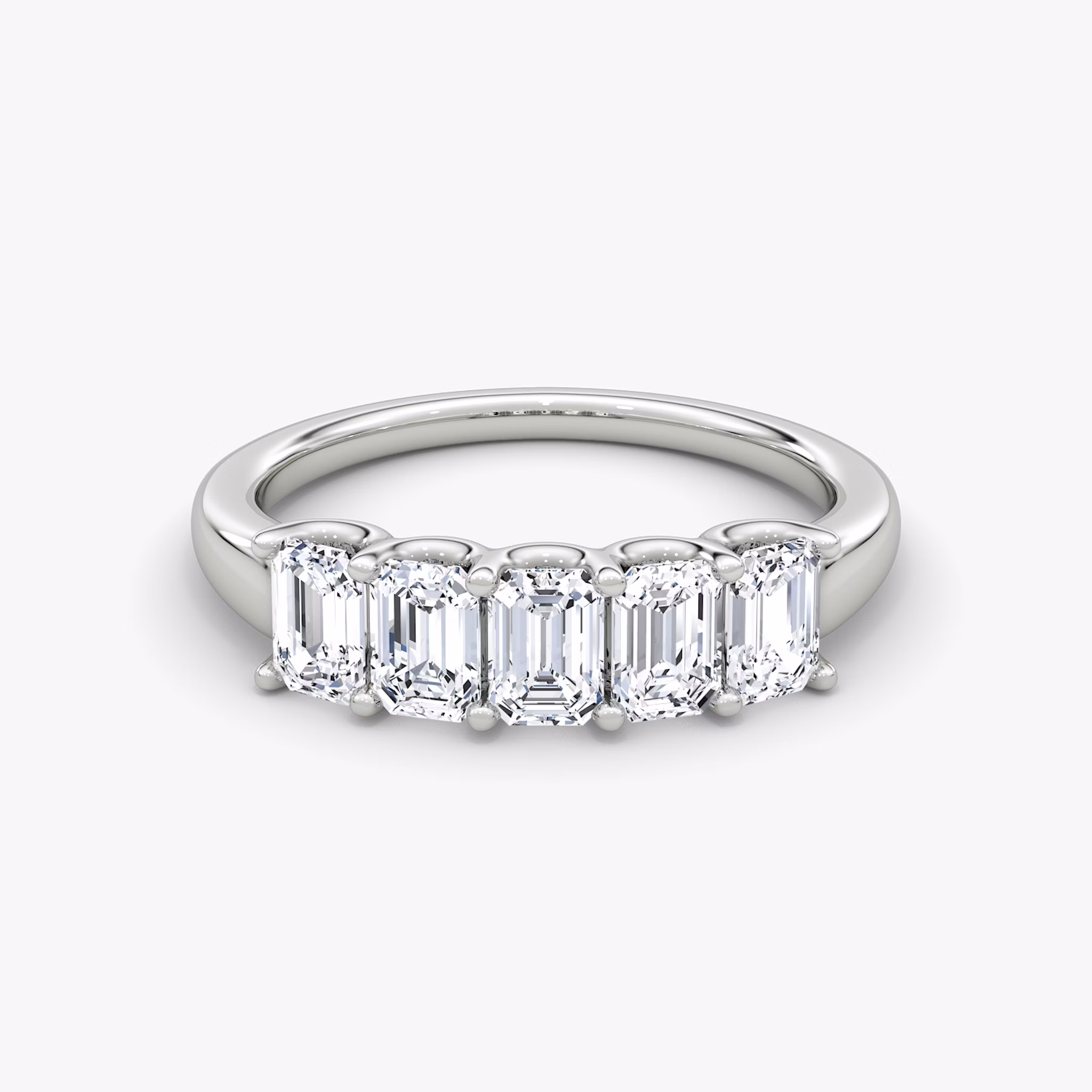 Five Stone Ehering | Emerald | 18k | Weißgold | bandVersion: large