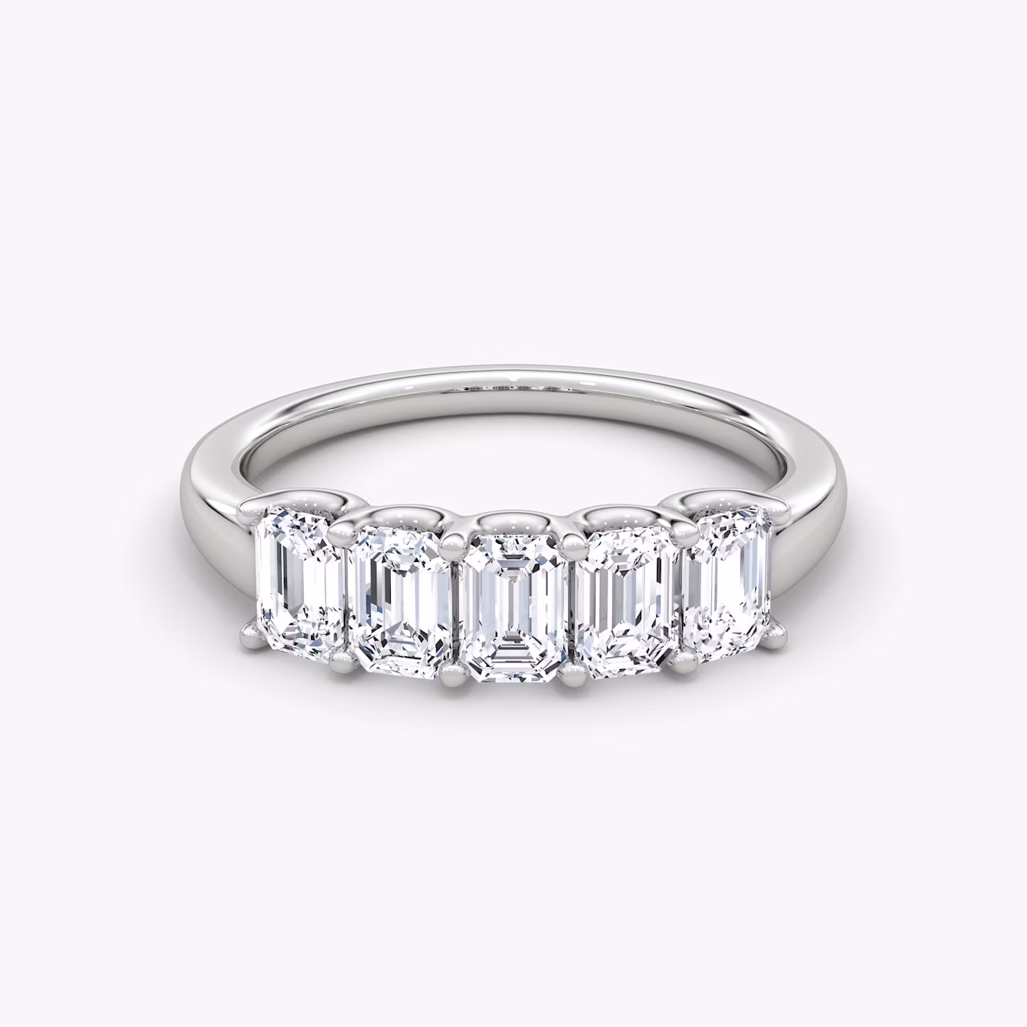 The Five Stone Band | Emerald | 18k | White Gold | bandVersion: large