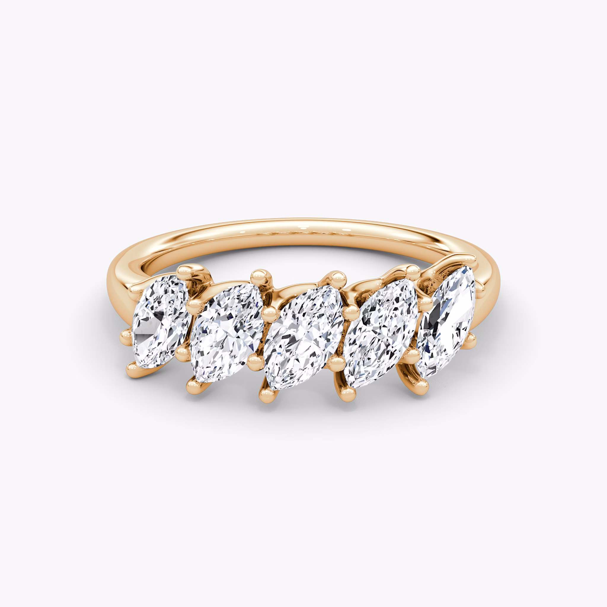 The Five Stone Band | Marquise | 14k | Rose Gold | bandVersion: large