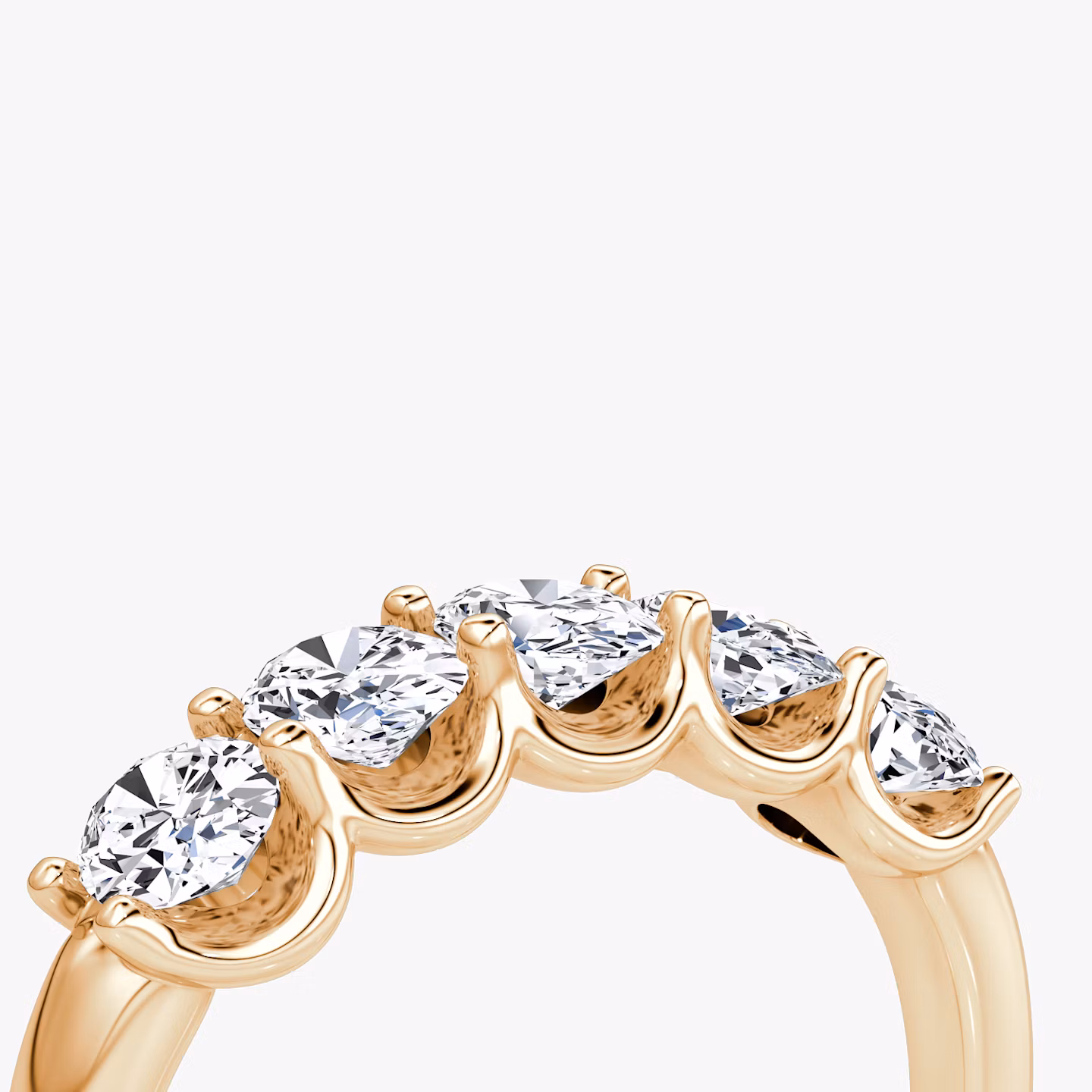 Anillo Five Stone | Oval | 14k | Oro rosa | bandVersion: large