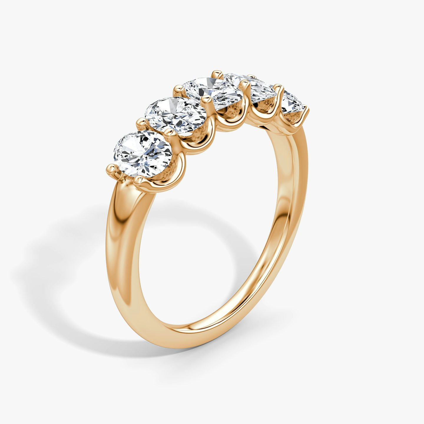 Anillo Five Stone | Oval | 14k | Oro rosa | bandVersion: large