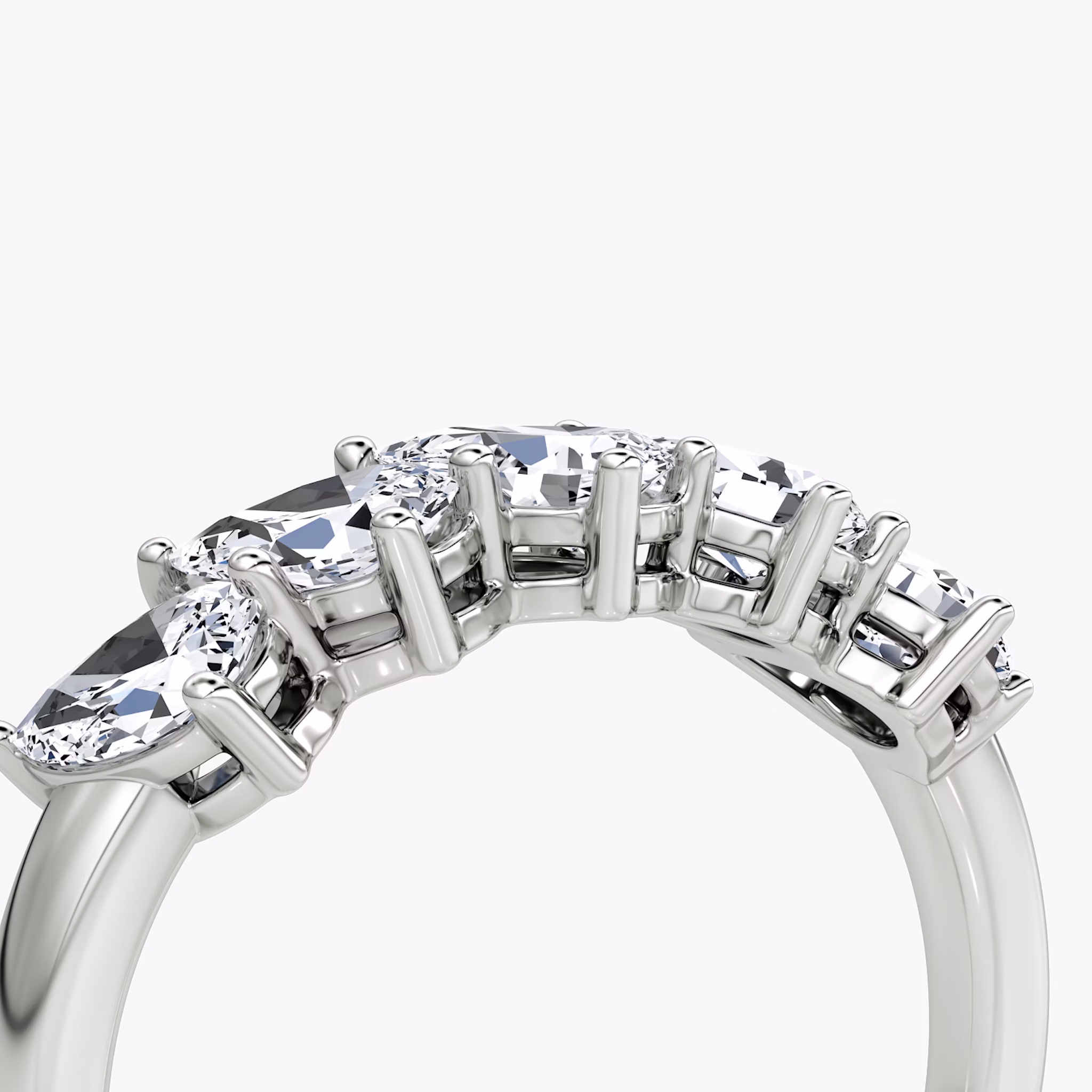 The Five Stone Band | Pear | 18k | White Gold | bandVersion: large