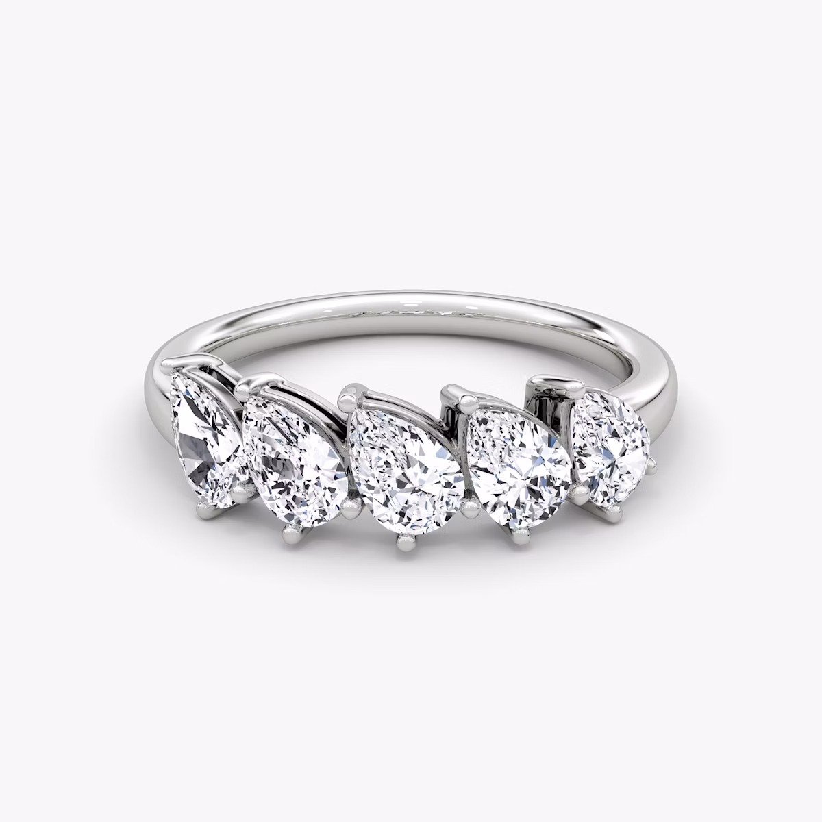 Five Stone Ehering | Tropfen | 18k | Weißgold | bandVersion: large