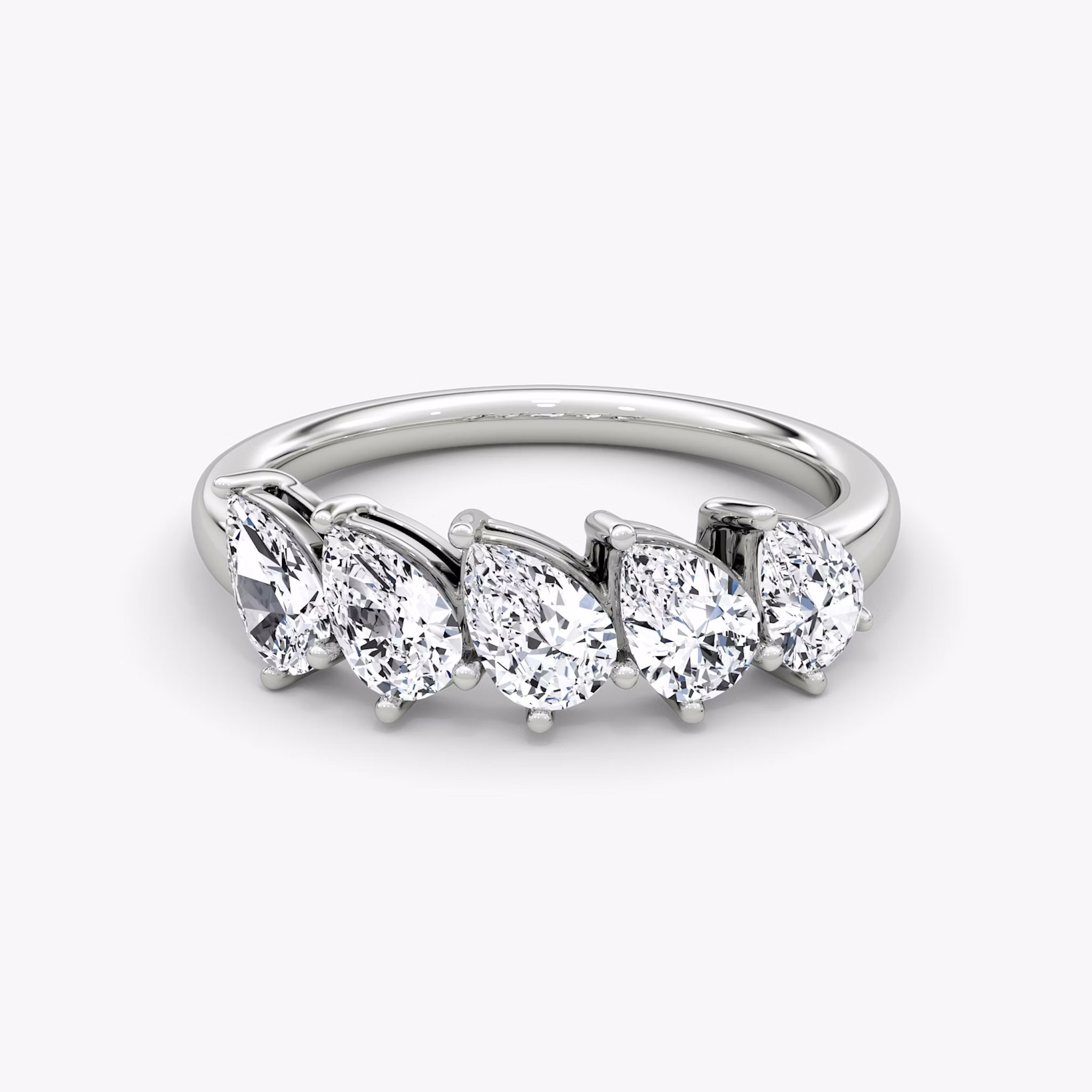 The Five Stone Band | Pear | 18k | White Gold | bandVersion: large