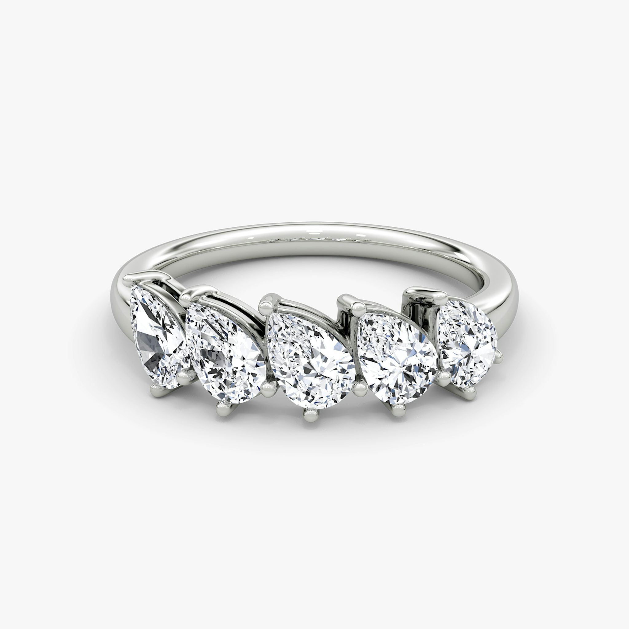 The Five Stone Band | Pear | 18k | White Gold | bandVersion: large