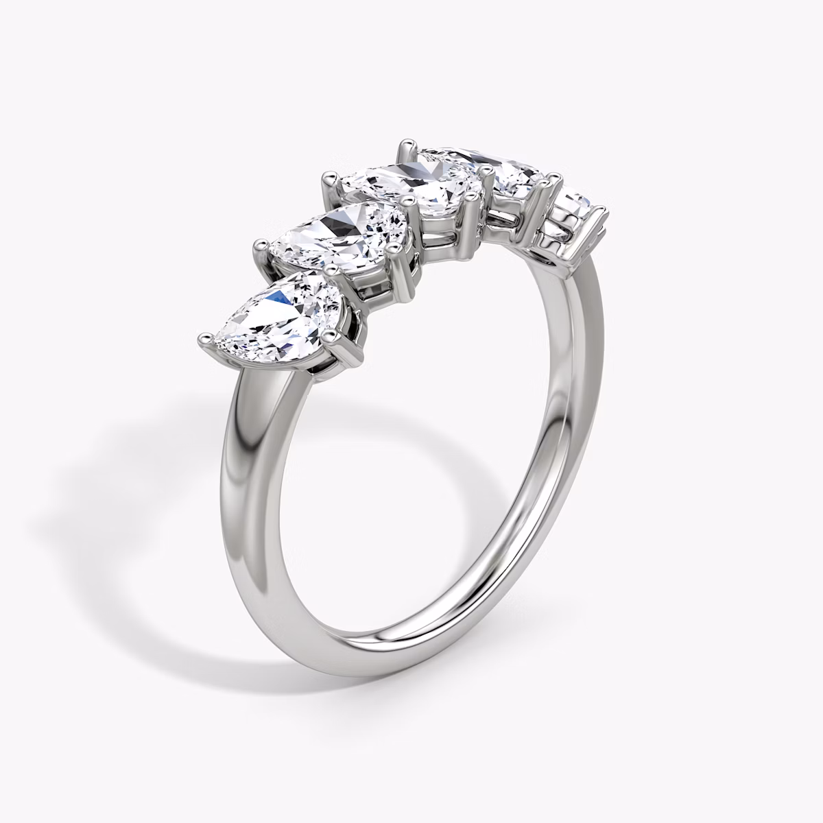 Five Stone Ehering | Tropfen | 18k | Weißgold | bandVersion: large