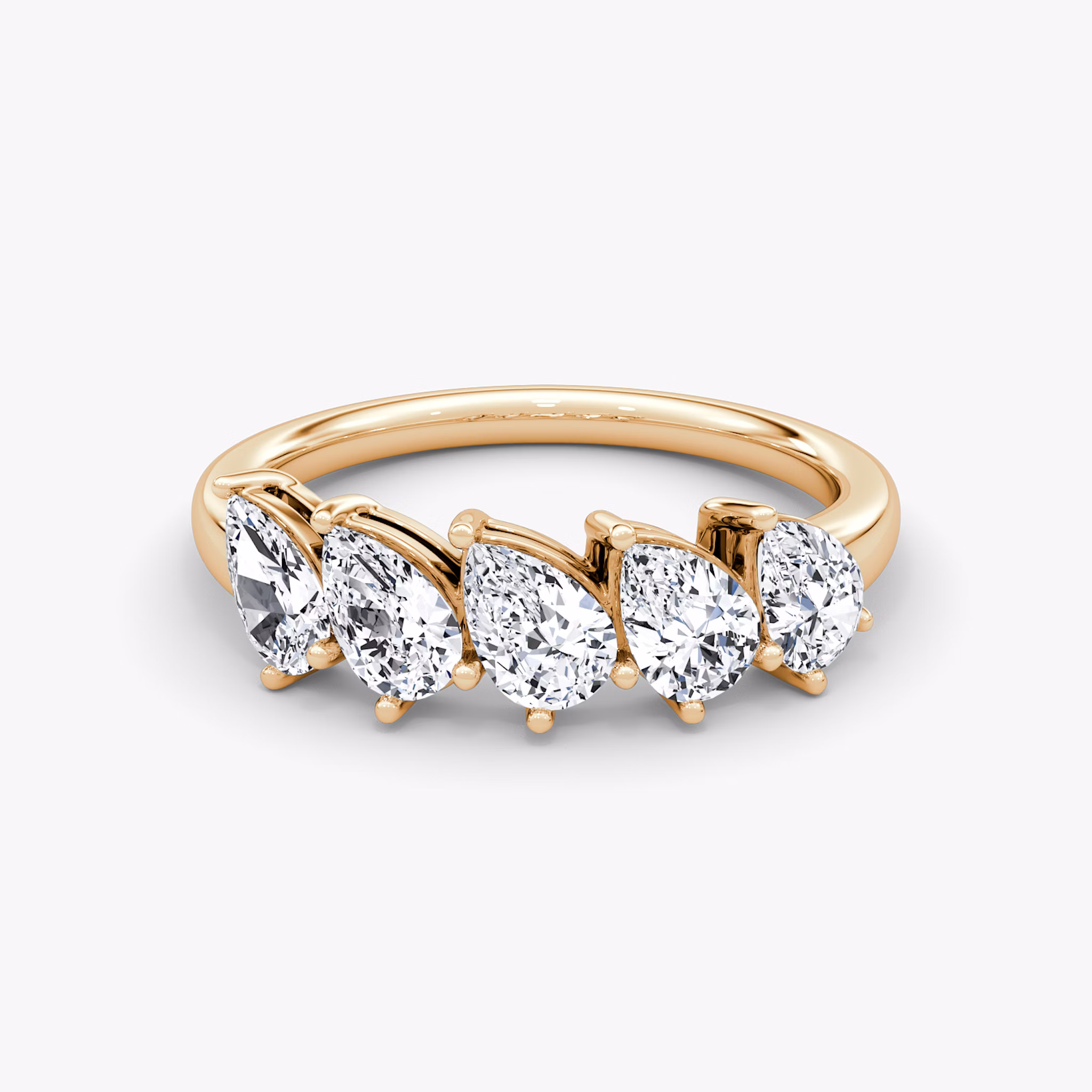 The Five Stone Band | Pear | 14k | Rose Gold | bandVersion: large