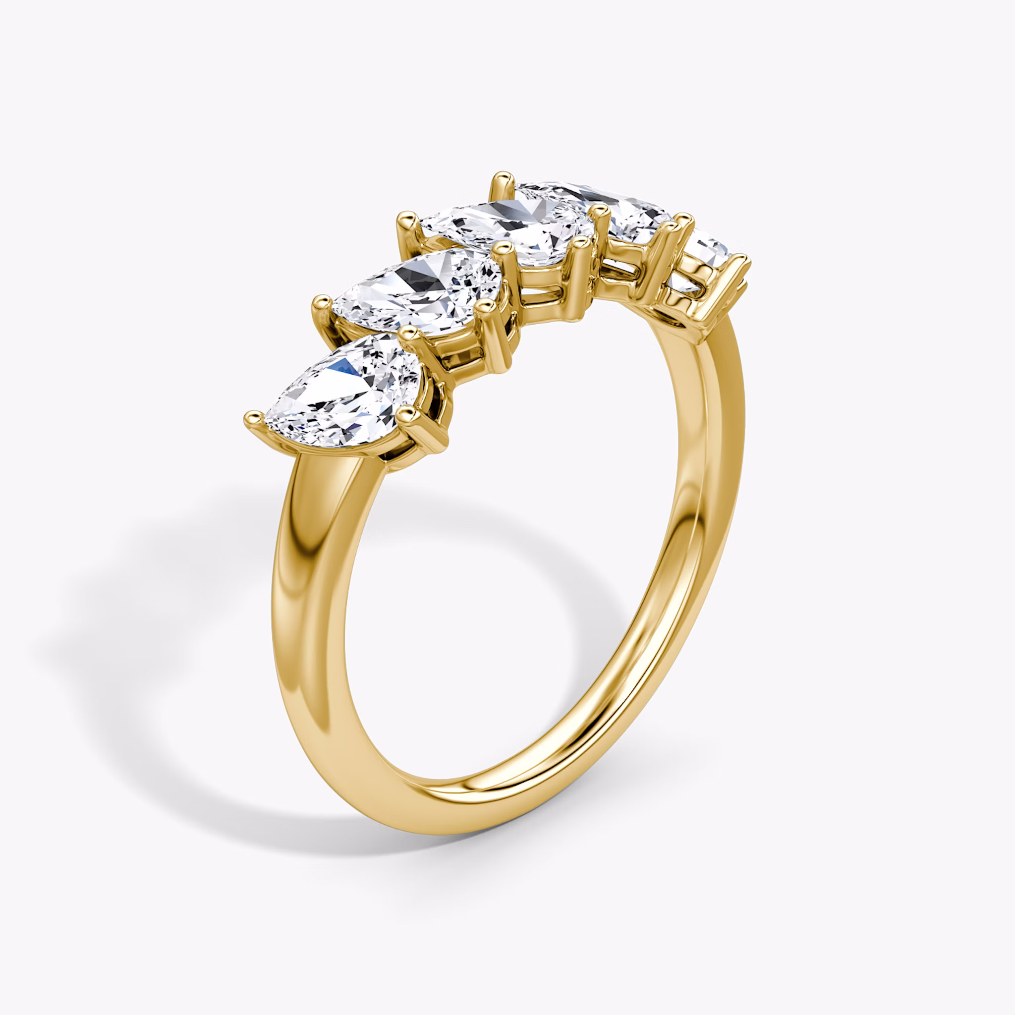 The Five Stone Band | Pear | 18k | Yellow Gold | bandVersion: large