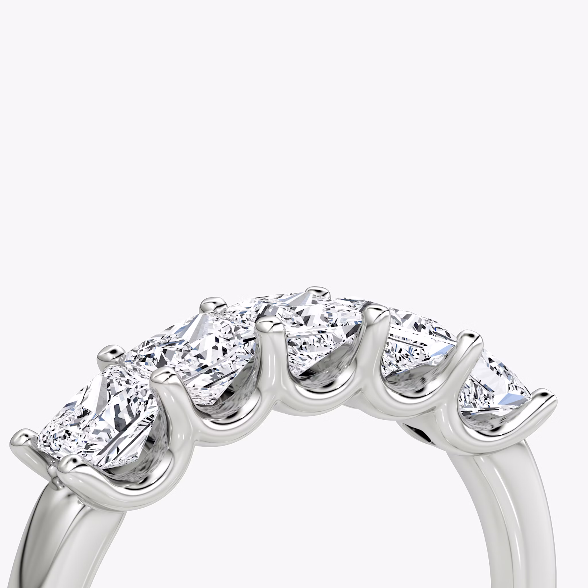The Five Stone Band | Princess | 18k | White Gold | bandVersion: large