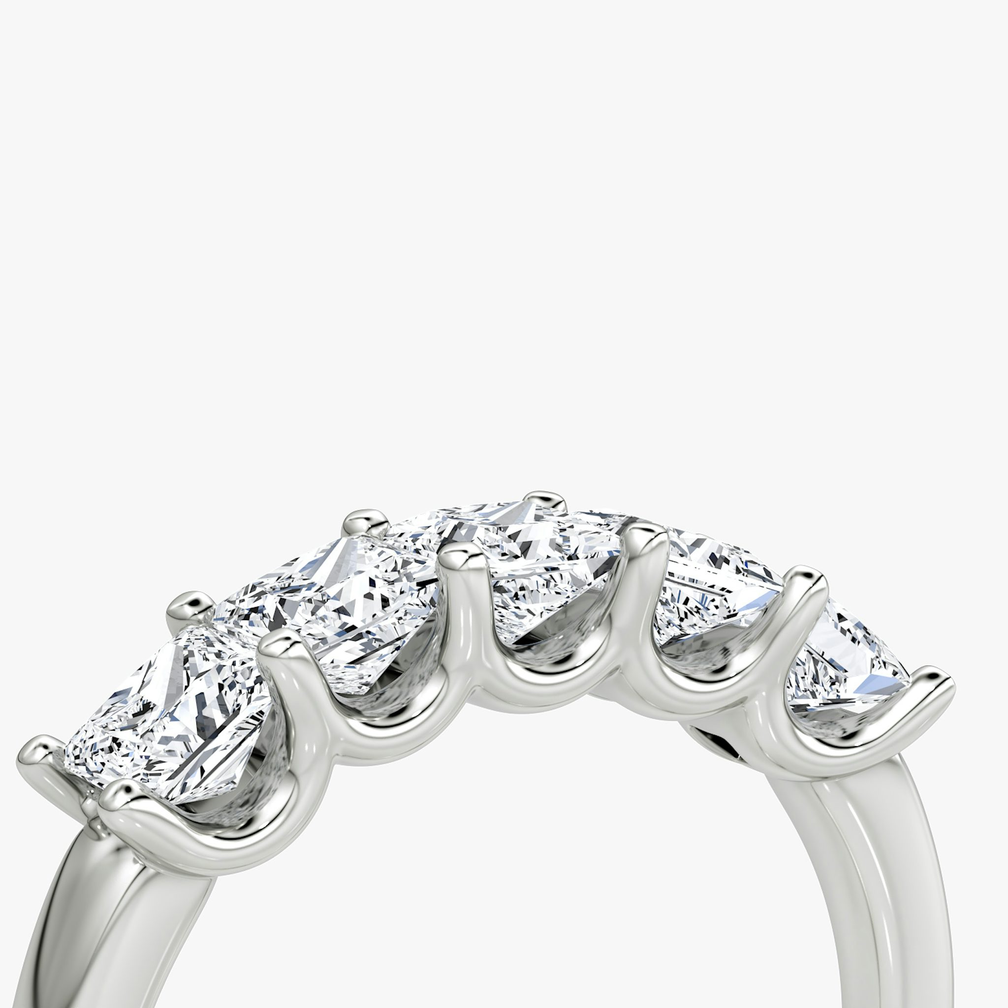 The Five Stone Band | Princess | 18k | White Gold | bandVersion: large
