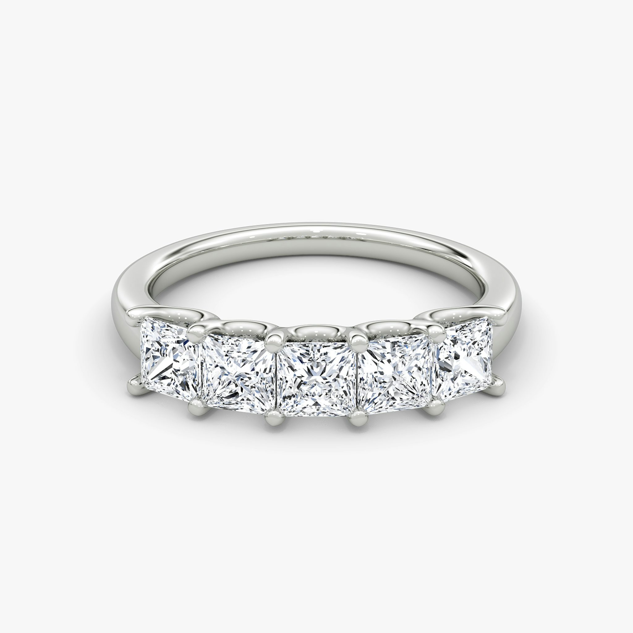 The Five Stone Band | Princess | 18k | White Gold | bandVersion: large