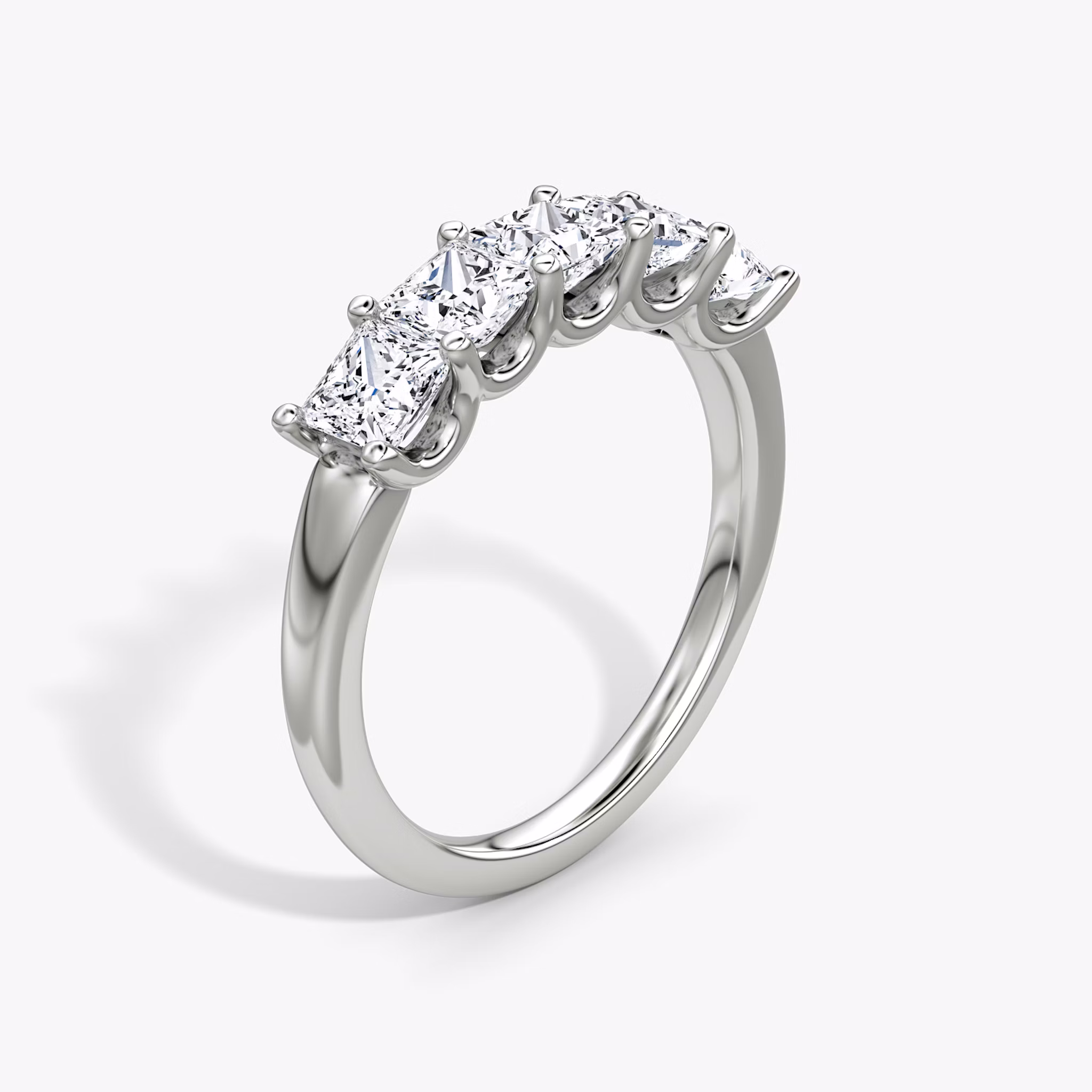 The Five Stone Band | Princess | 18k | White Gold | bandVersion: large