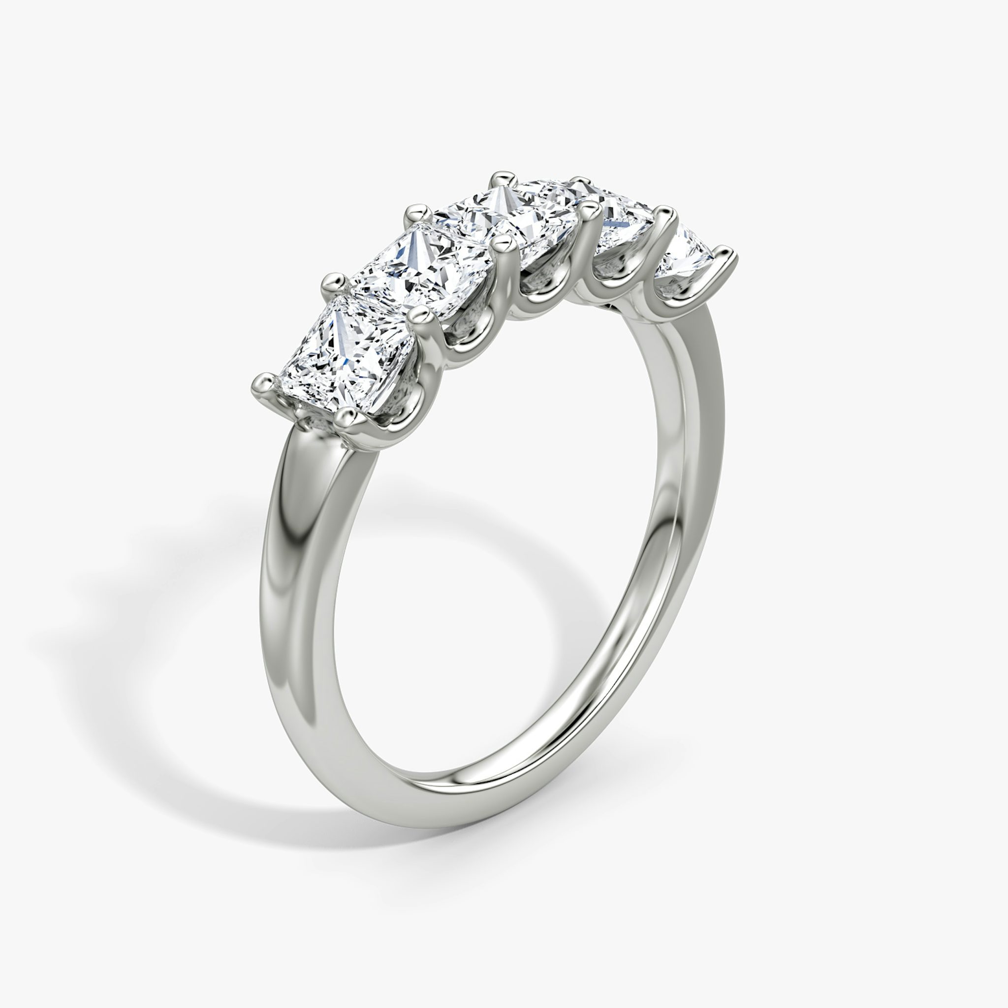 The Five Stone Band | Princess | 18k | White Gold | bandVersion: large