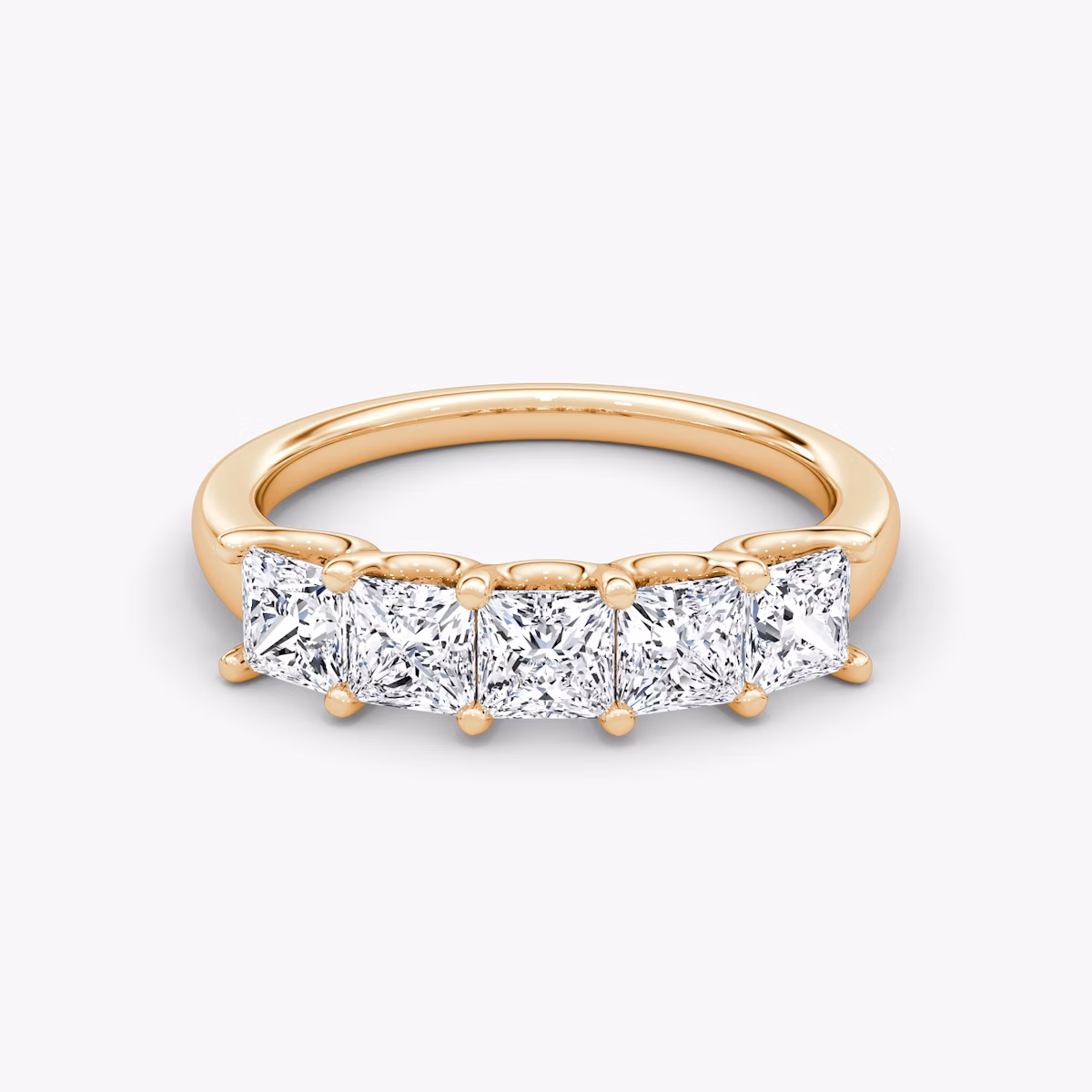 Anillo Five Stone | Princesa | 14k | Oro rosa | bandVersion: large