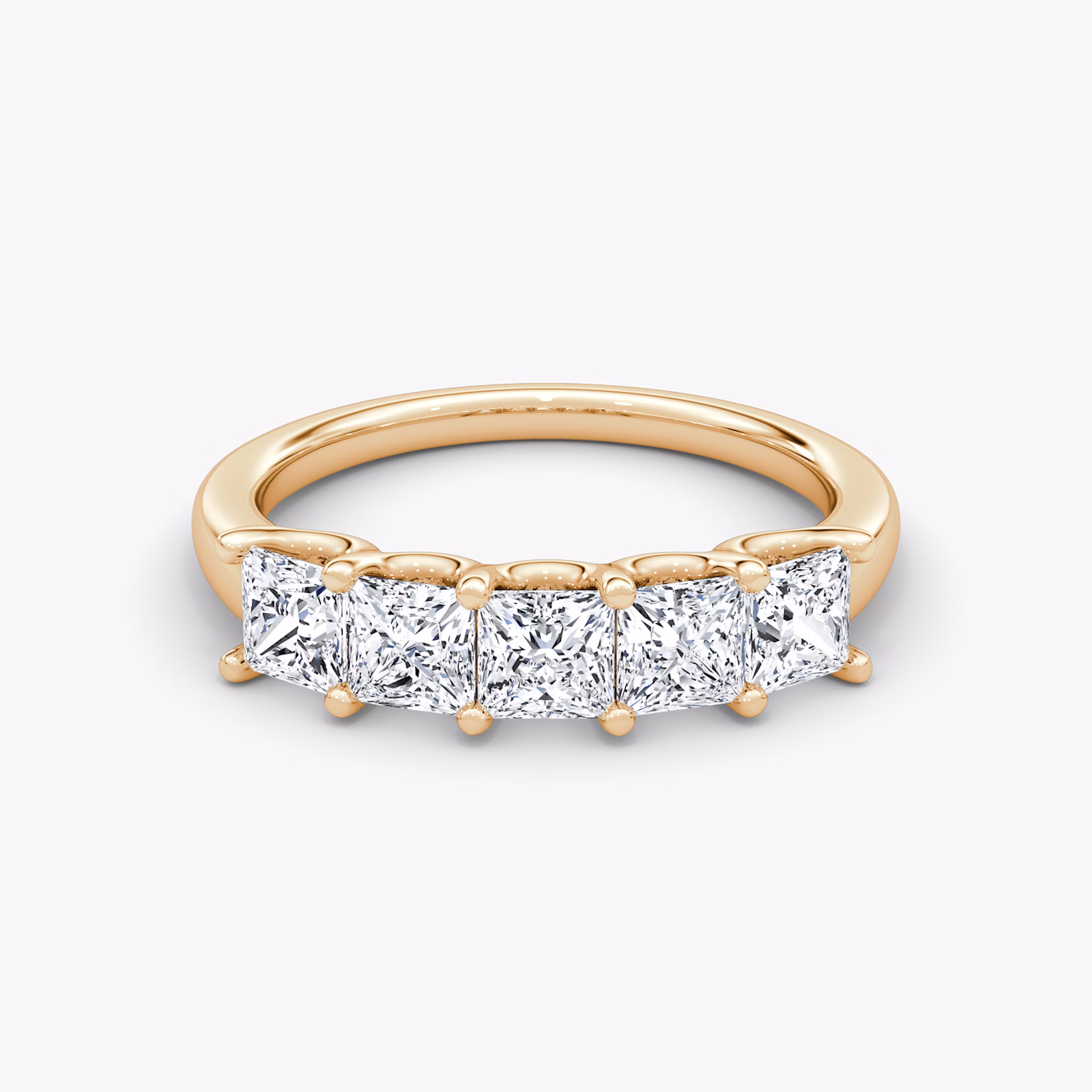 The Five Stone Band | Princess | 14k | Rose Gold | bandVersion: large