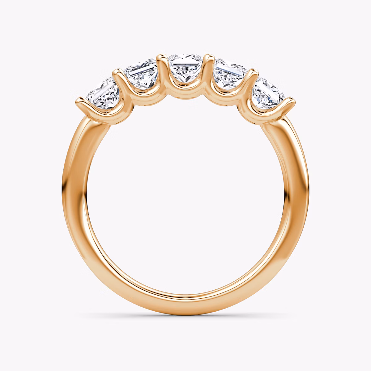 Anillo Five Stone | Princesa | 14k | Oro rosa | bandVersion: large