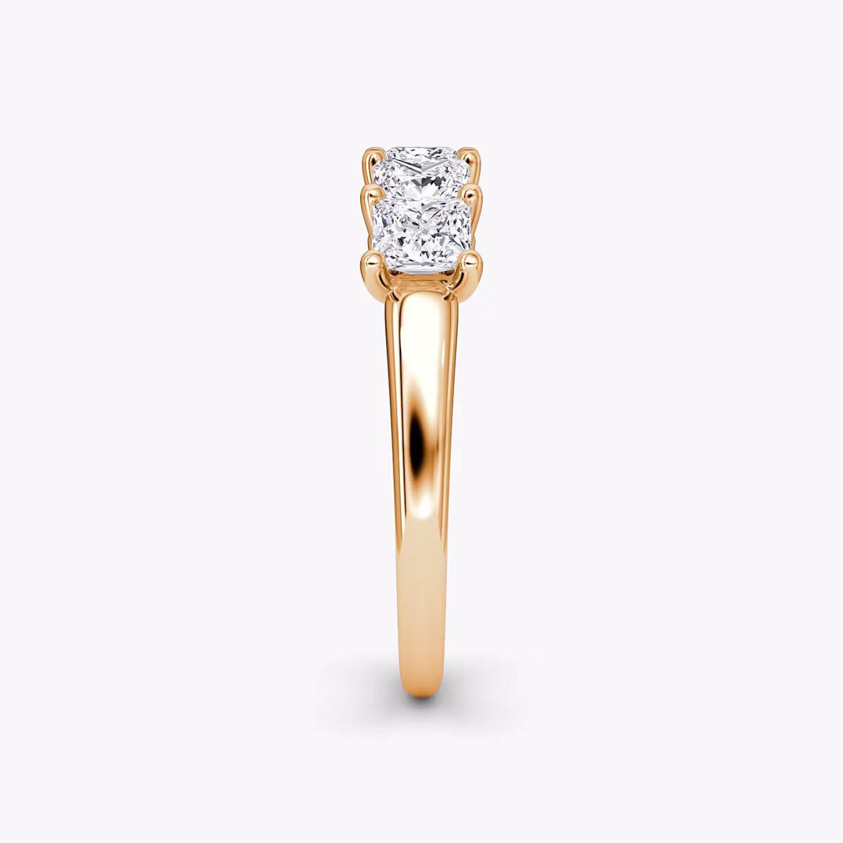 Anillo Five Stone | Princesa | 14k | Oro rosa | bandVersion: large