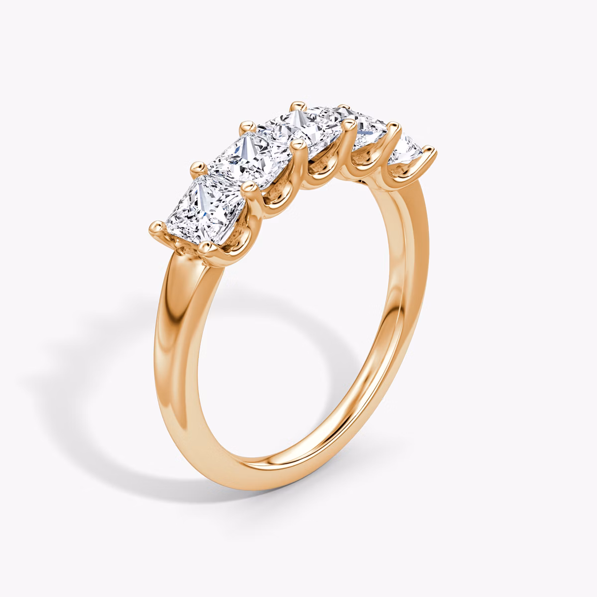 Anillo Five Stone | Princesa | 14k | Oro rosa | bandVersion: large
