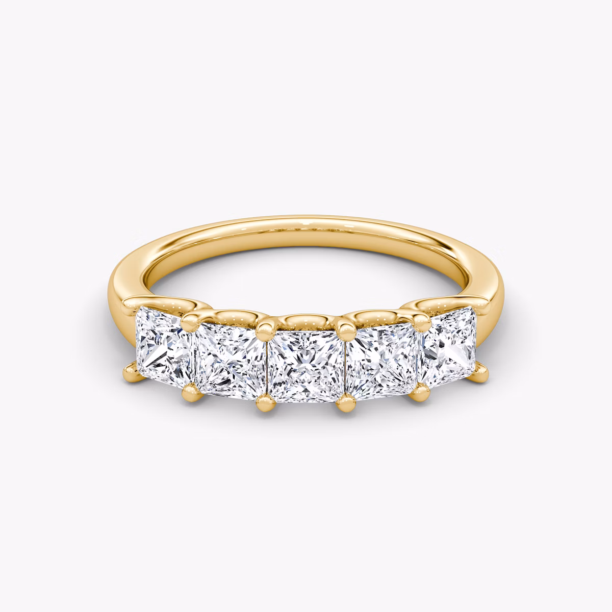 Anillo Five Stone | Princesa | 18k | Oro amarillo | bandVersion: large