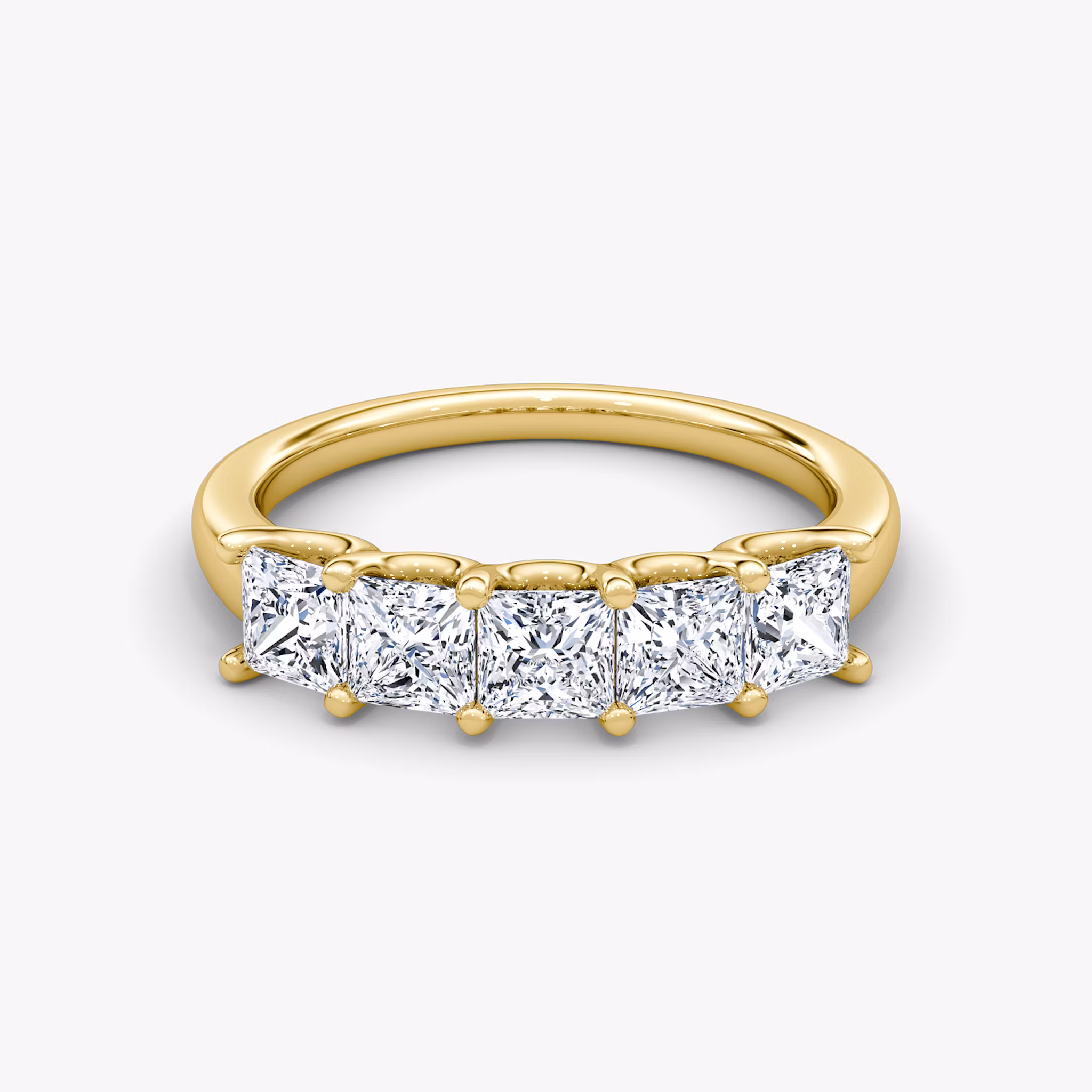 The Five Stone Band Princess | Yellow Gold