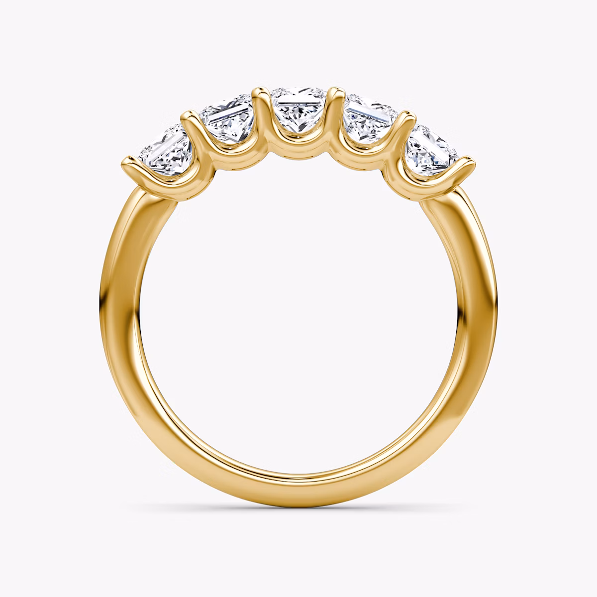 Anillo Five Stone | Princesa | 18k | Oro amarillo | bandVersion: large