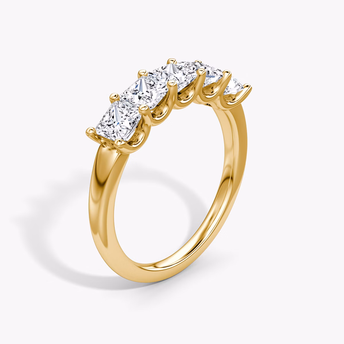 Anillo Five Stone | Princesa | 18k | Oro amarillo | bandVersion: large