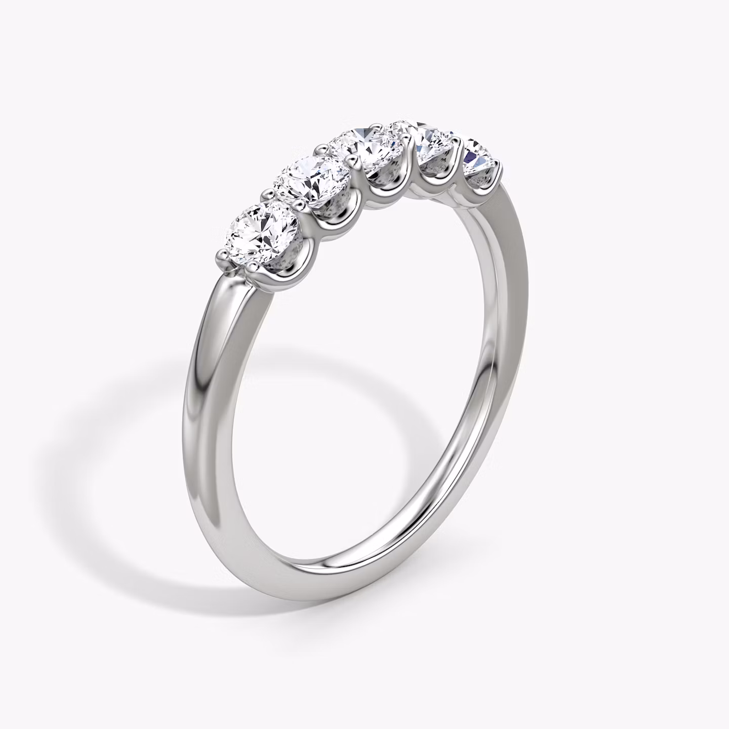 Five Stone Ehering | Rund | Platin | bandVersion: petite