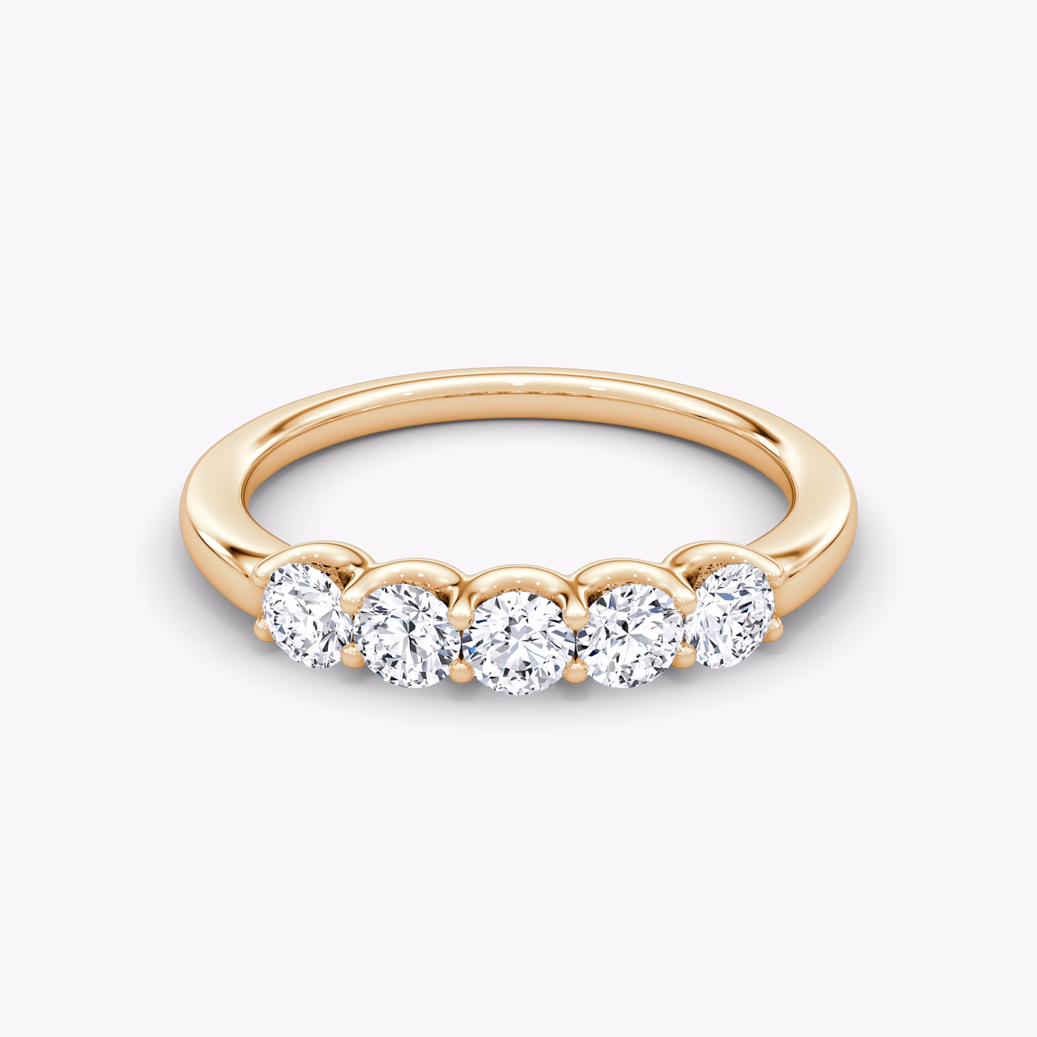 The Five Stone Band | Round Brilliant | 14k | Rose Gold | bandVersion: petite