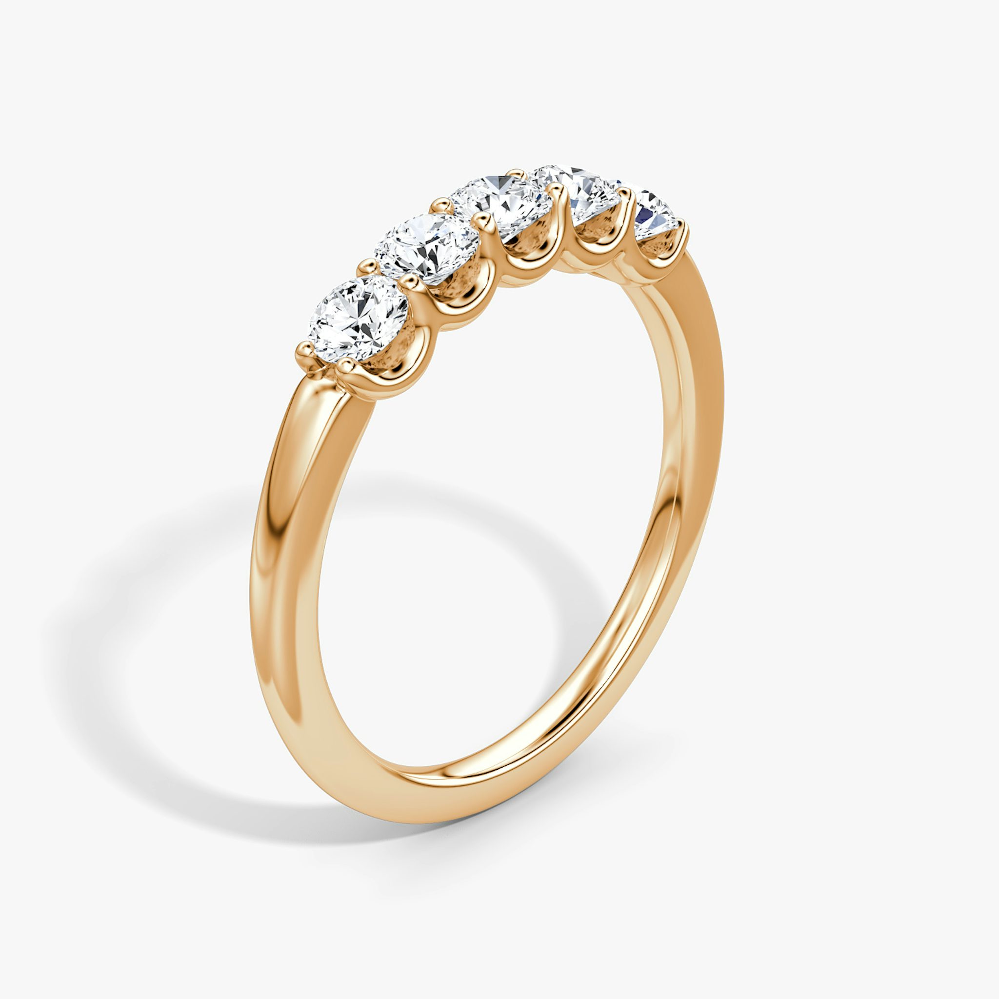 The Five Stone Band | Round Brilliant | 14k | Rose Gold | bandVersion: petite