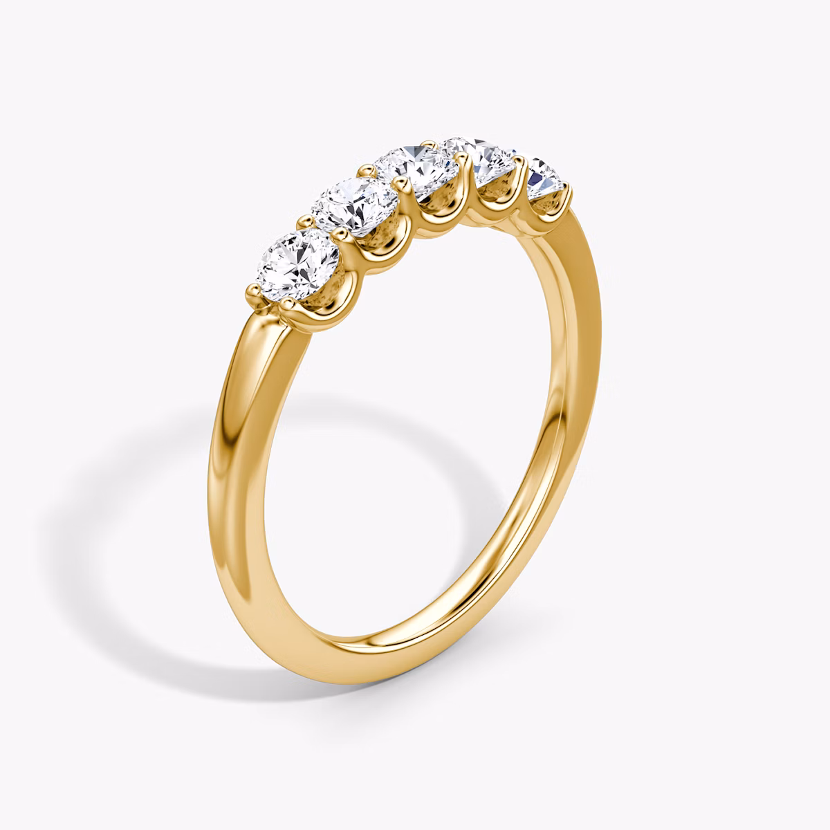 Five Stone Ehering | Rund | 18k | Gelbgold | bandVersion: petite