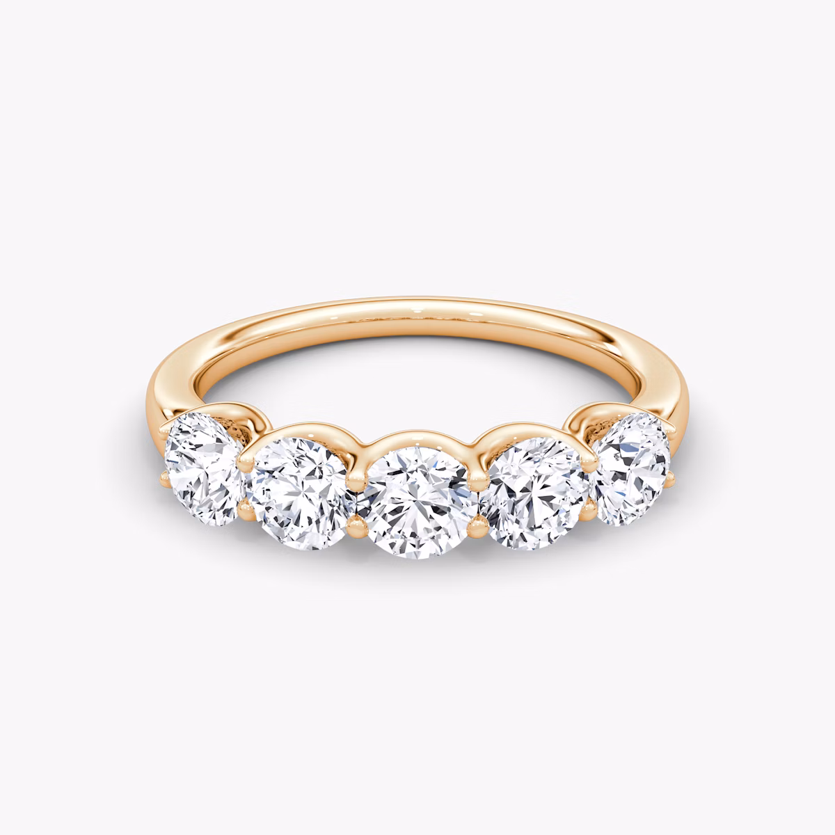 Anillo Five Stone | Brillante | 14k | Oro rosa | bandVersion: large
