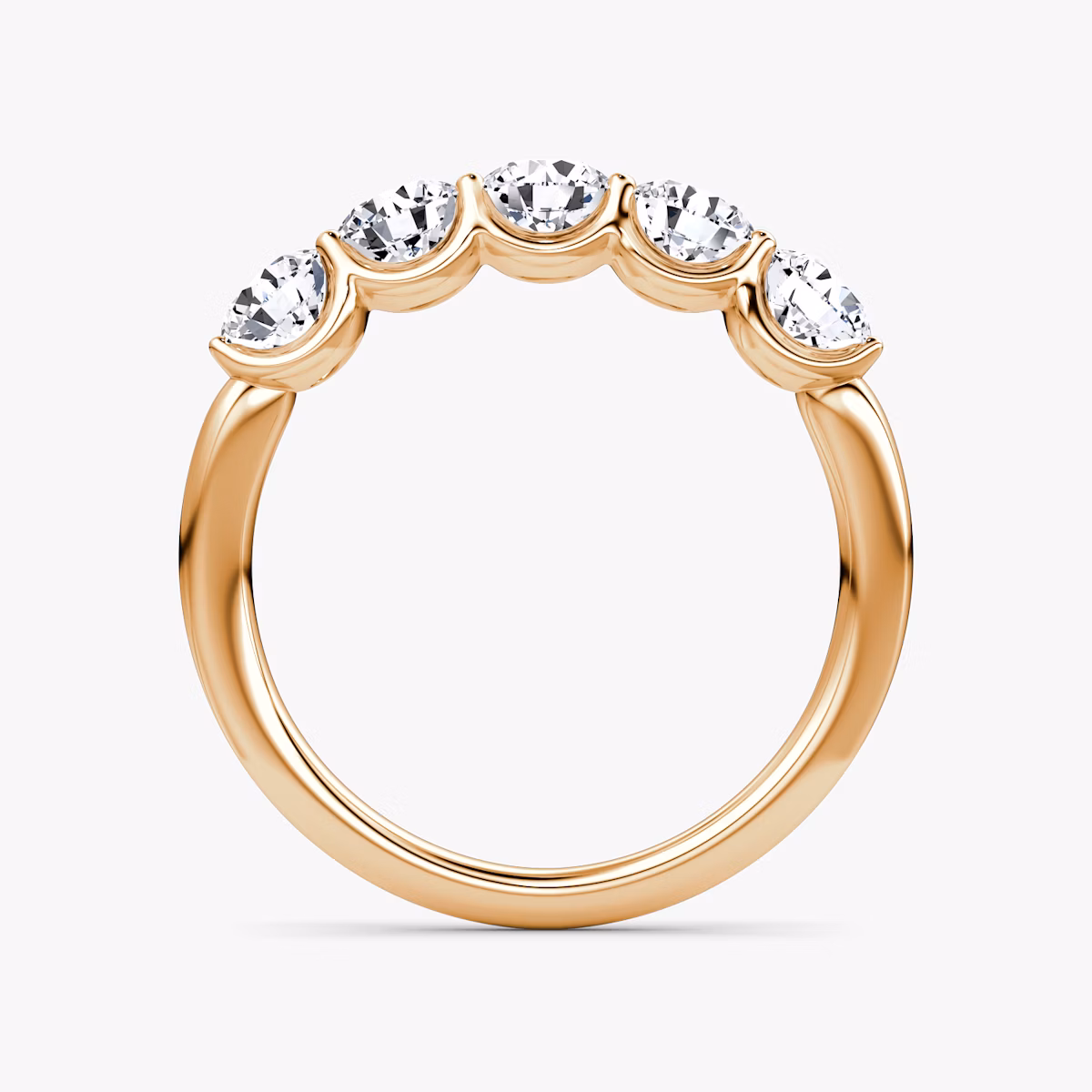 Anillo Five Stone | Brillante | 14k | Oro rosa | bandVersion: large