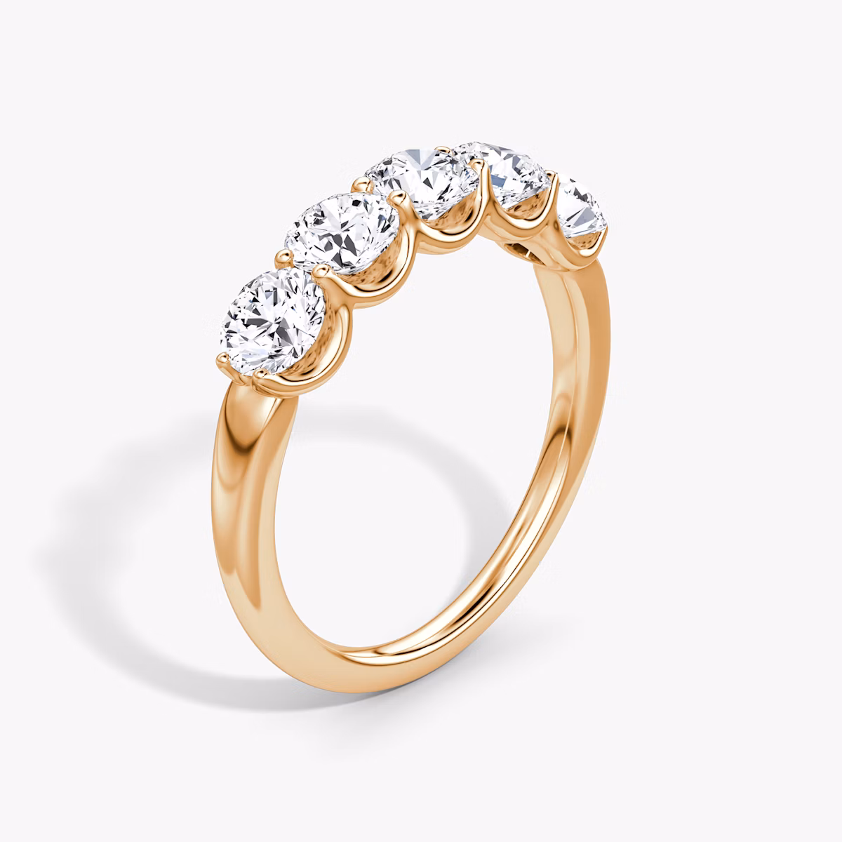 Anillo Five Stone | Brillante | 14k | Oro rosa | bandVersion: large
