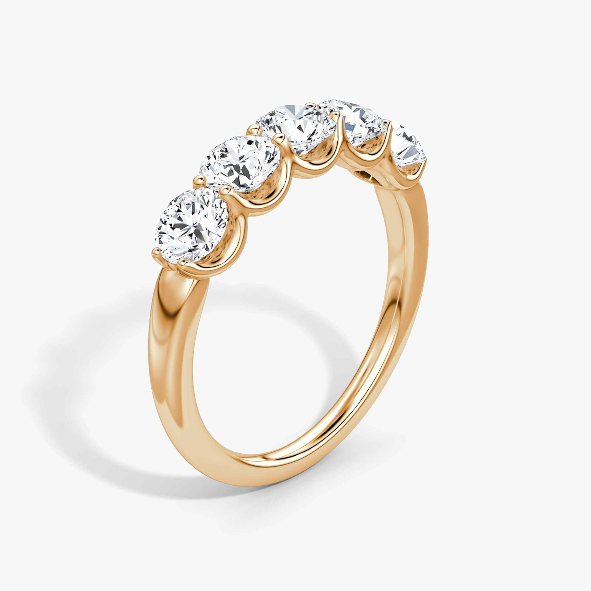 The Five Stone Band | Round Brilliant | 14k | Rose Gold | bandVersion: large