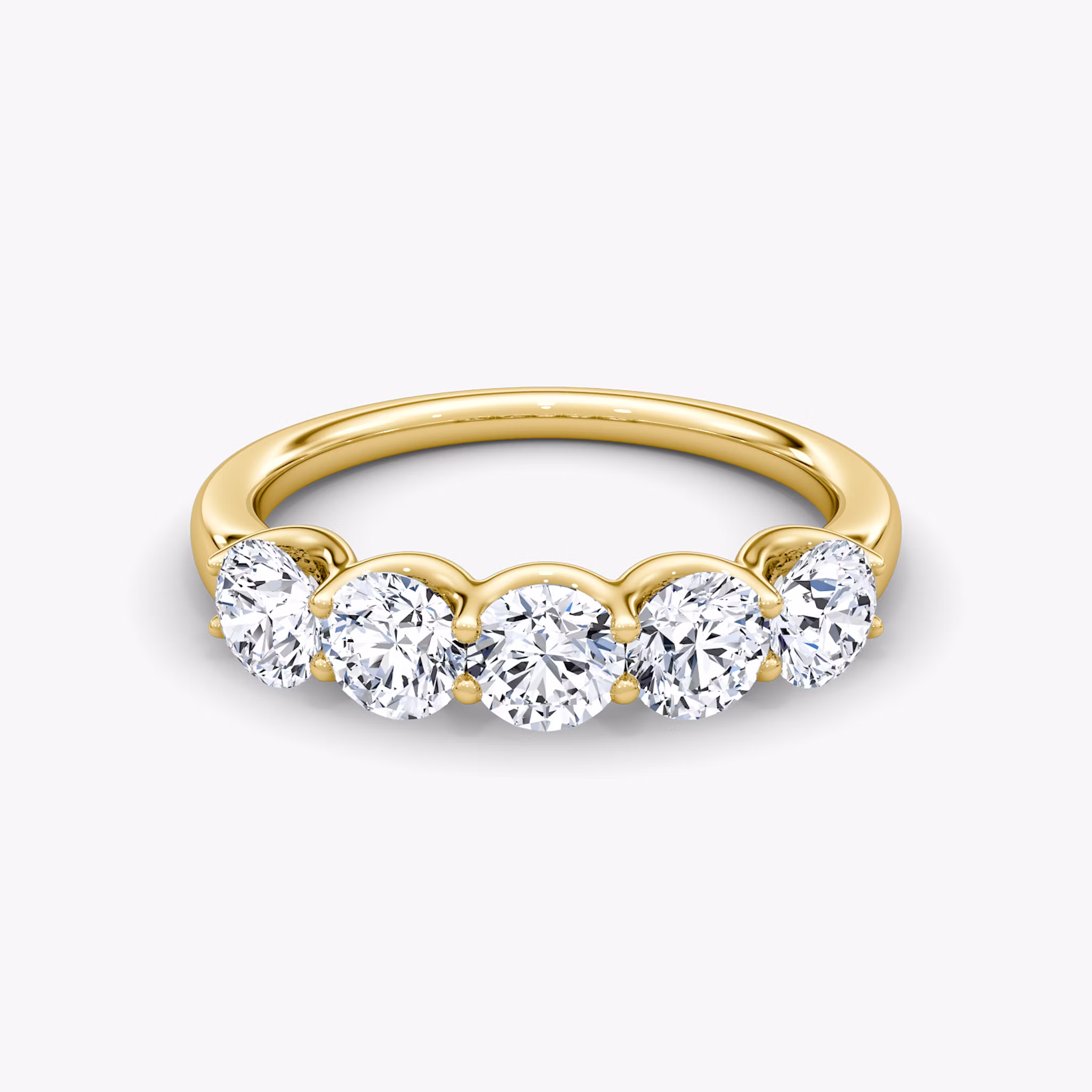 Five Stone Ehering Rund | Yellow Gold