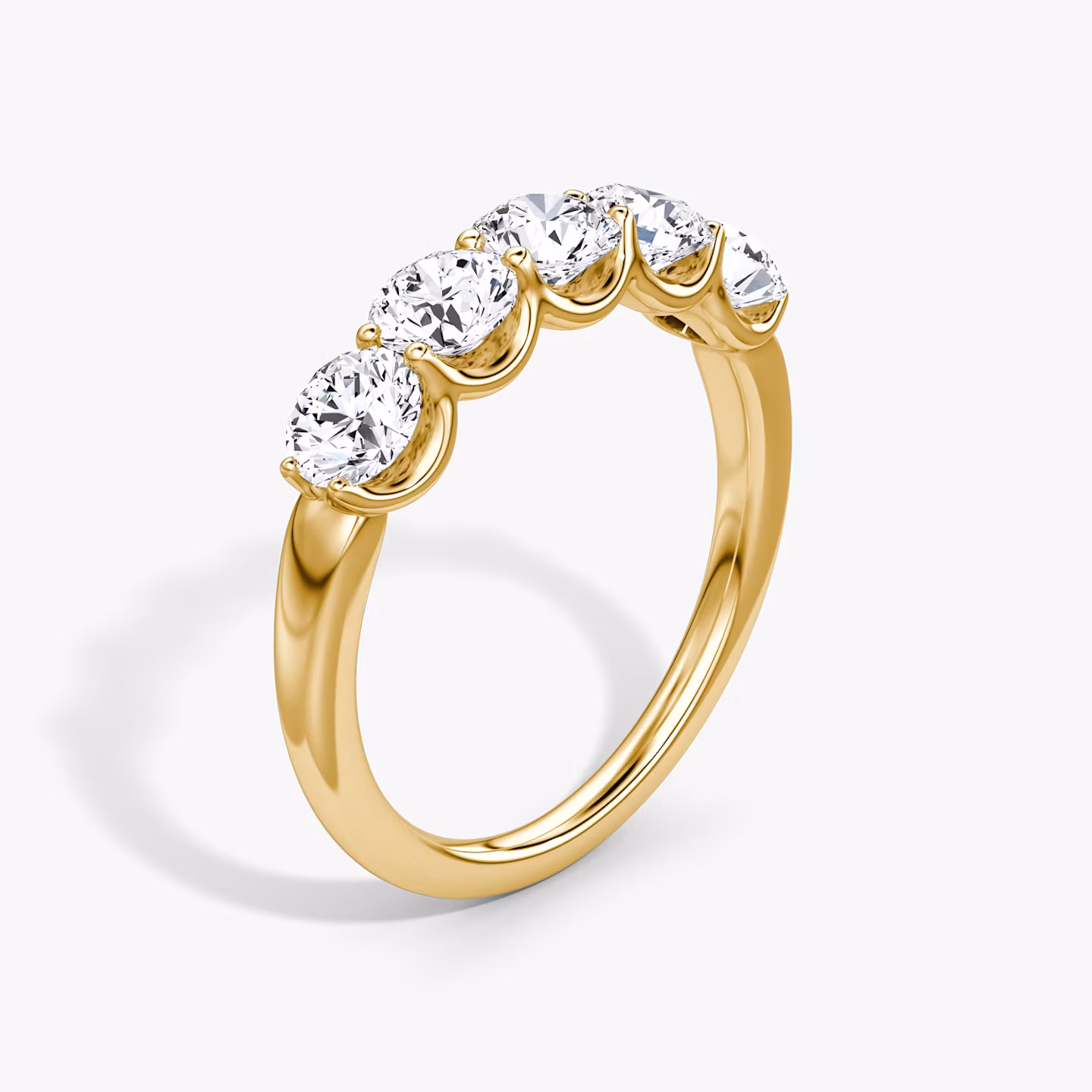 Five Stone Ehering | Rund | 18k | Gelbgold | bandVersion: large