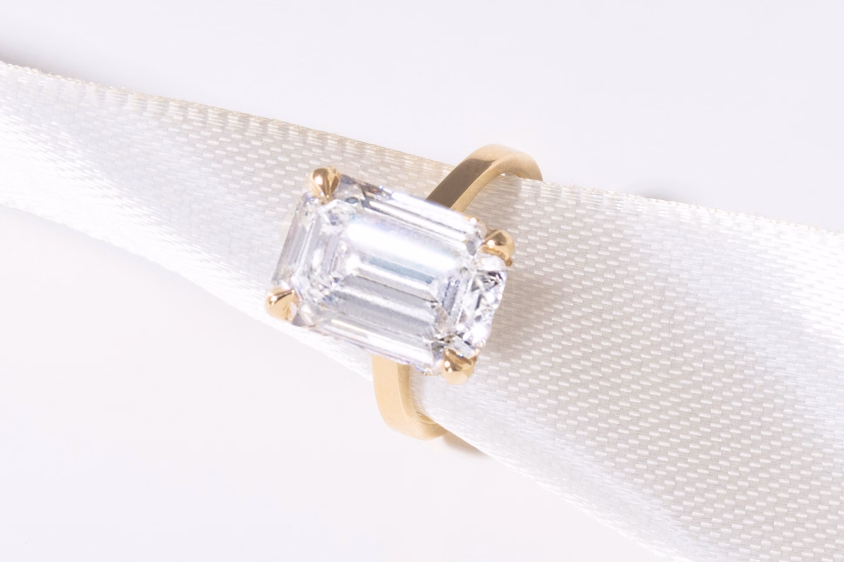 large emerald cut VRAI created diamond engagement ring