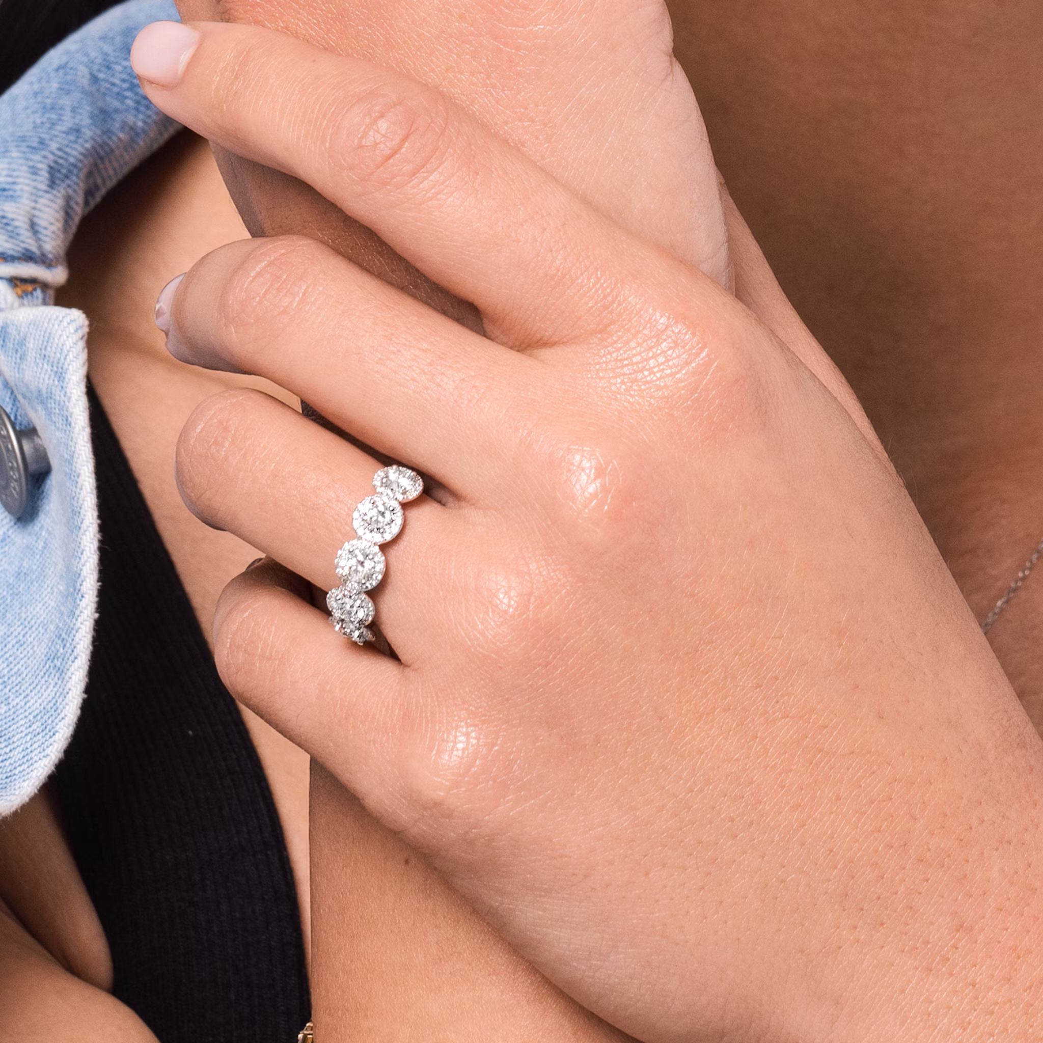 The Five Stone Halo Band | Round Brilliant | 18k | Yellow Gold