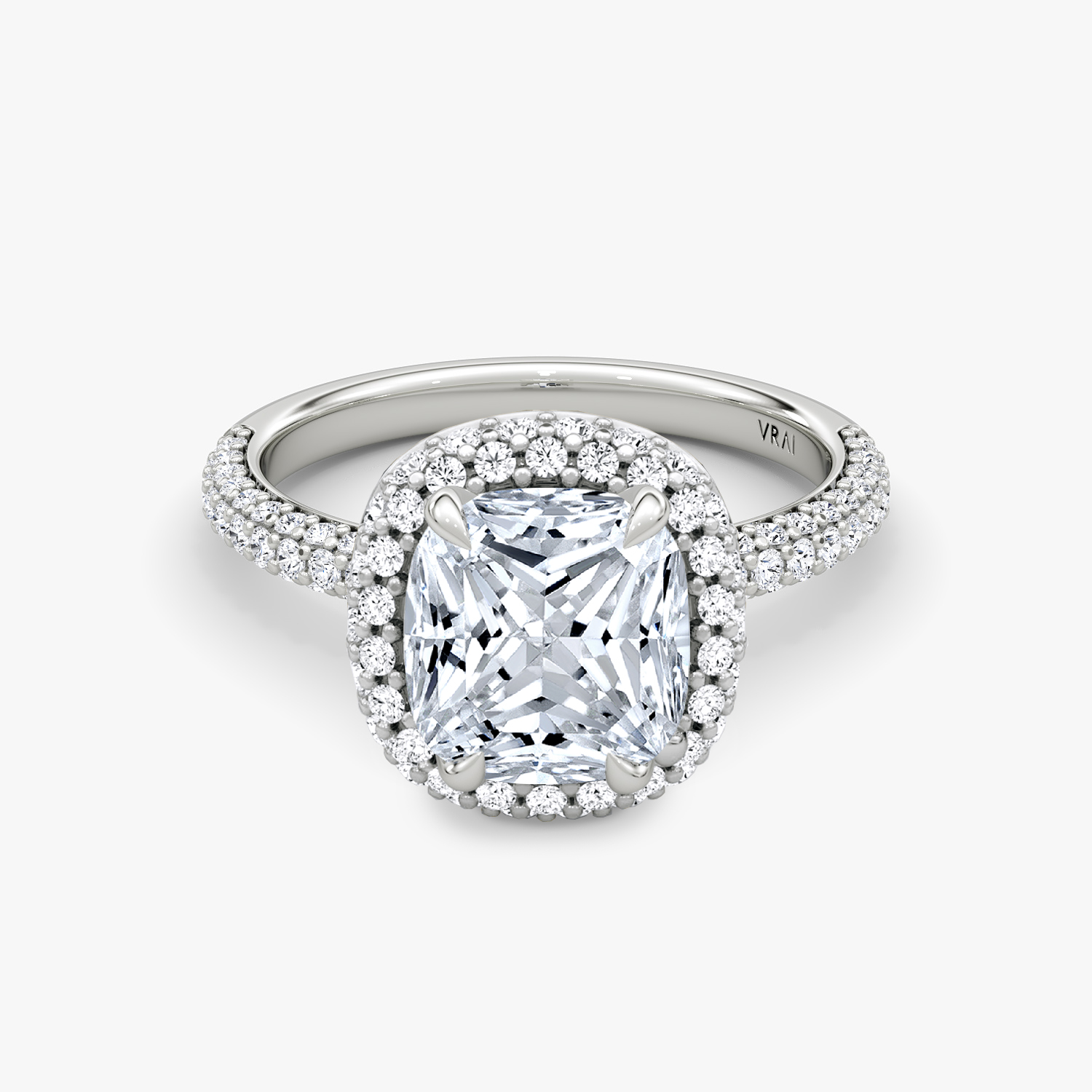 Cushion Princess Halo Dome Ring